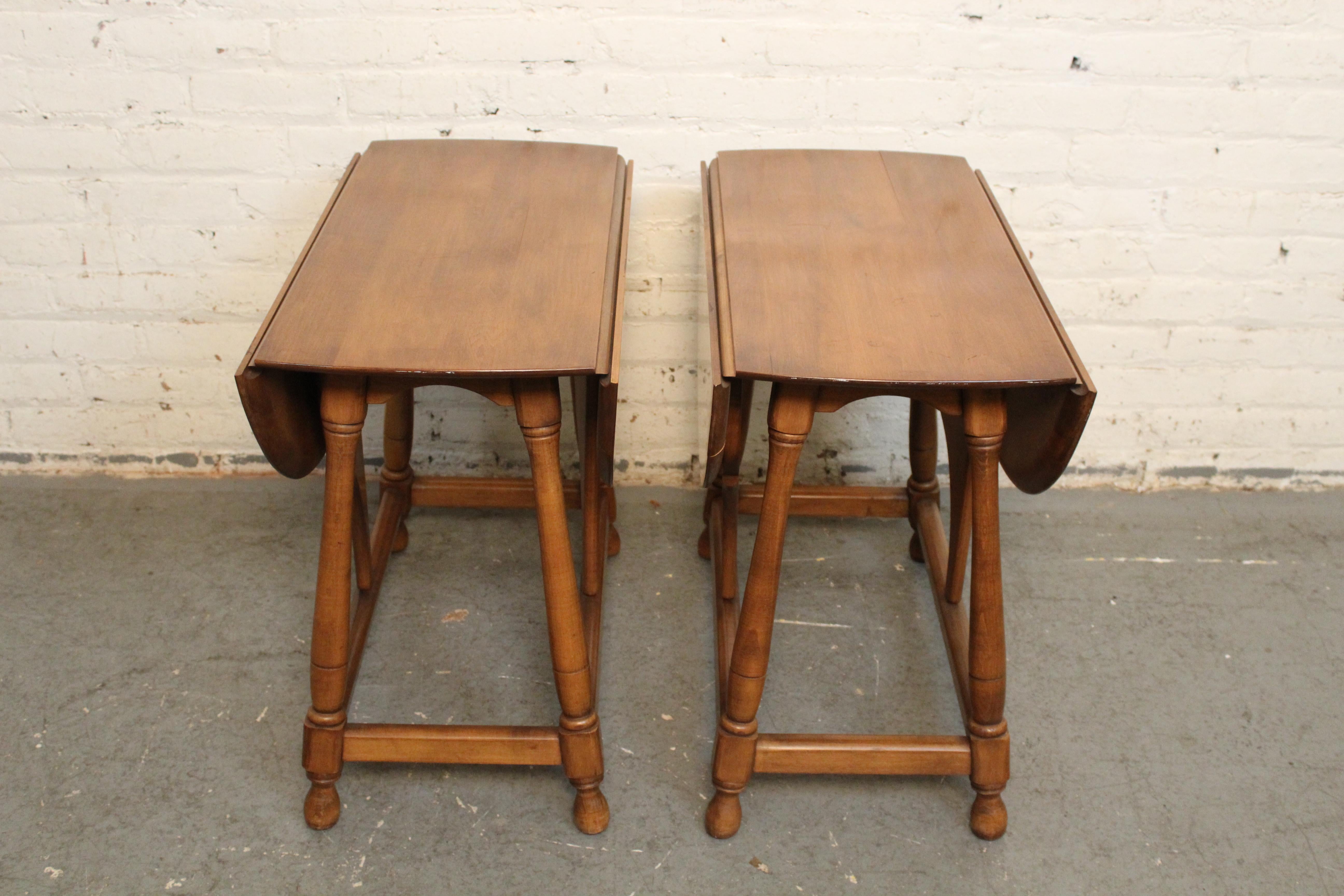 Wood Mid-Century Colonial Revival Maple Drop Leaf Tables For Sale