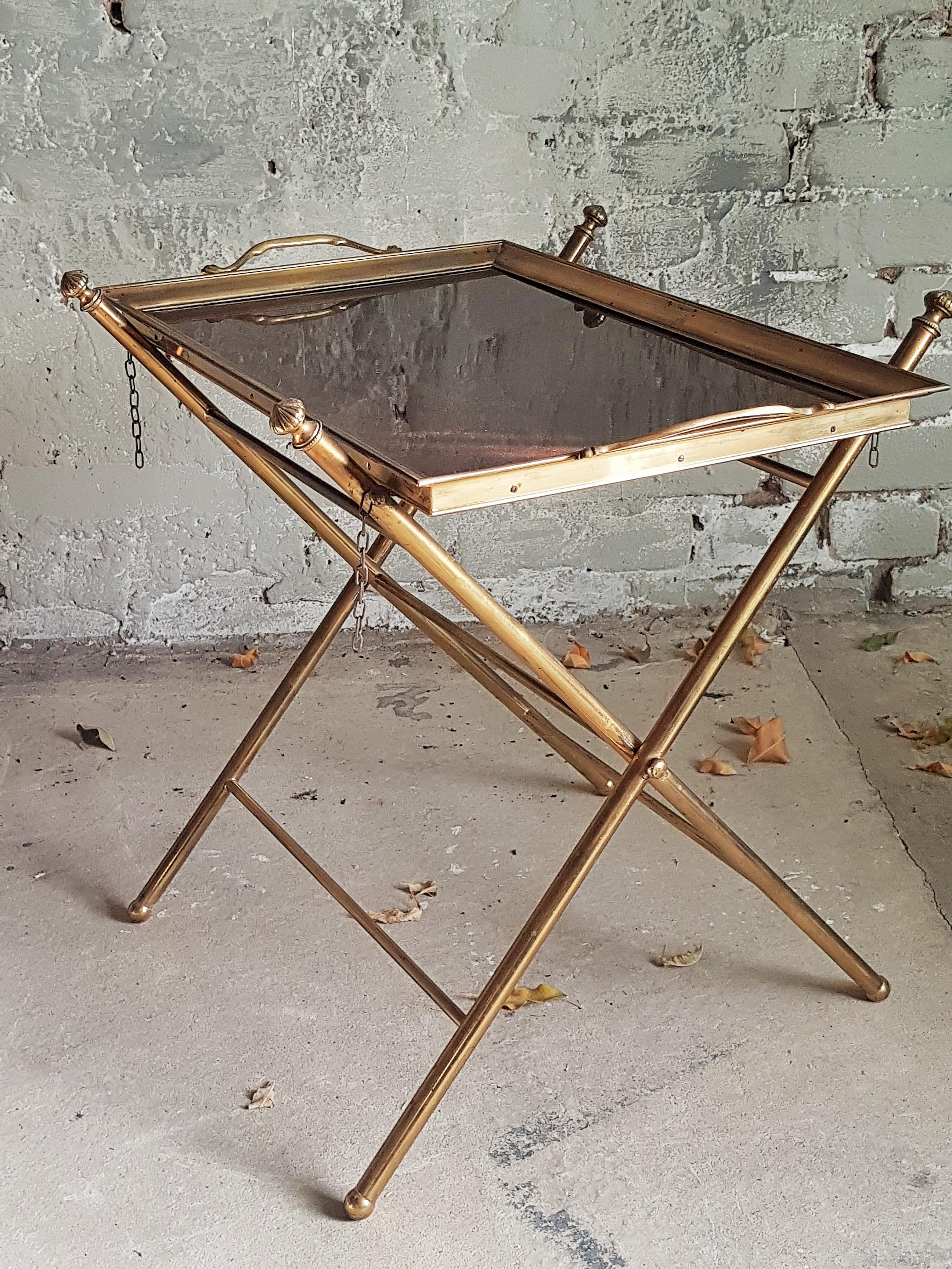 Midcentury Colonial Tray Table Brass Bamboo Style Maison Jansen, France 1960s For Sale 6