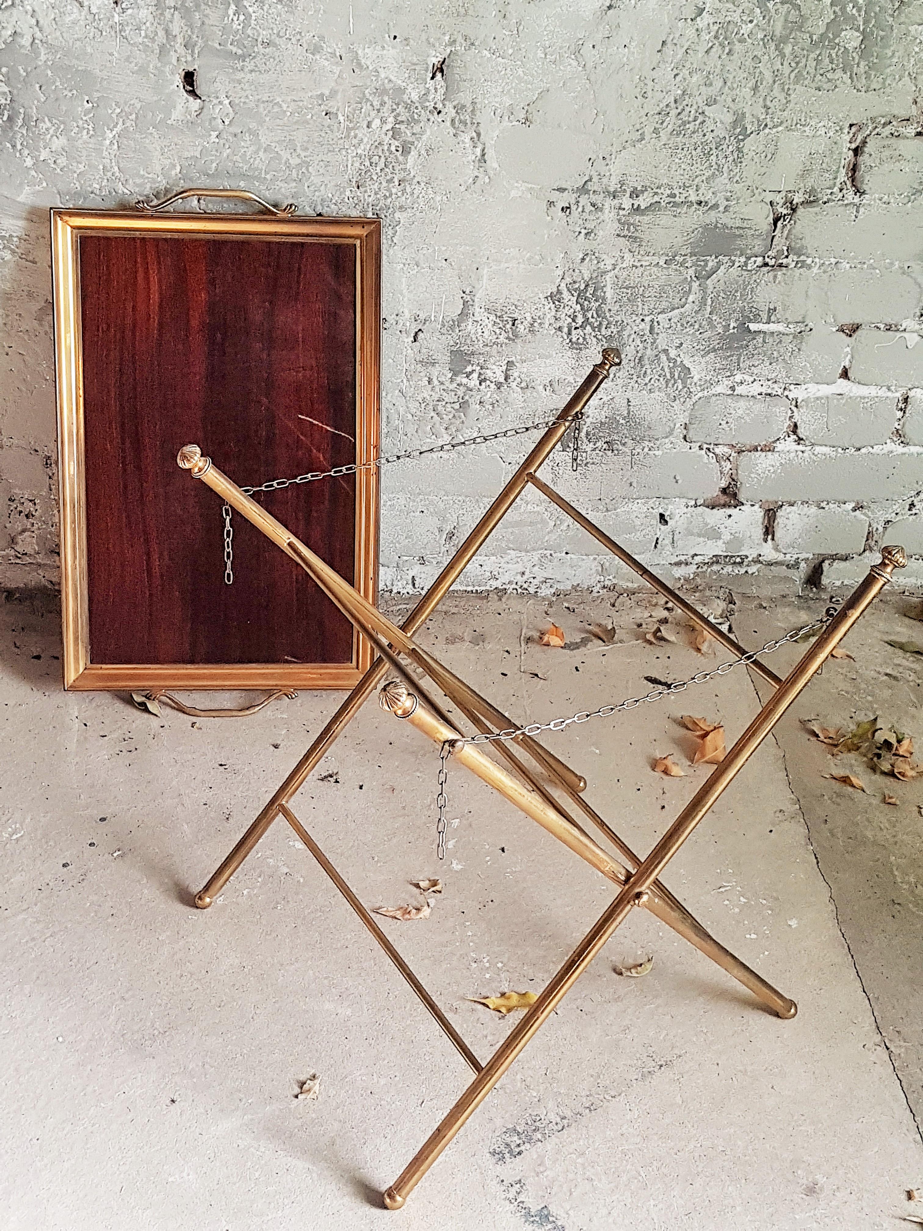 Midcentury Colonial Tray Table Brass Bamboo Style Maison Jansen, France 1960s For Sale 7