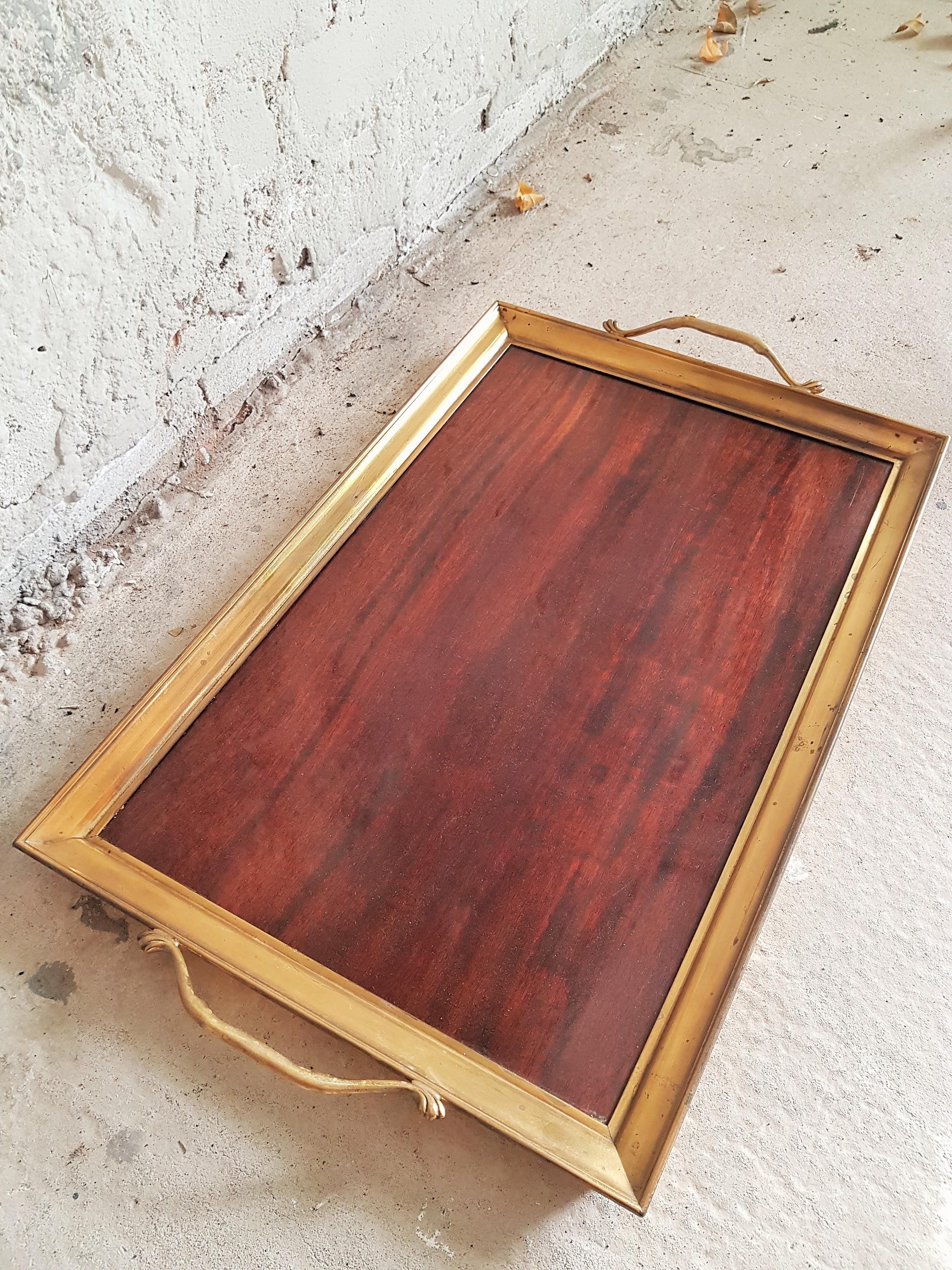 Midcentury Colonial Tray Table Brass Bamboo Style Maison Jansen, France 1960s For Sale 9