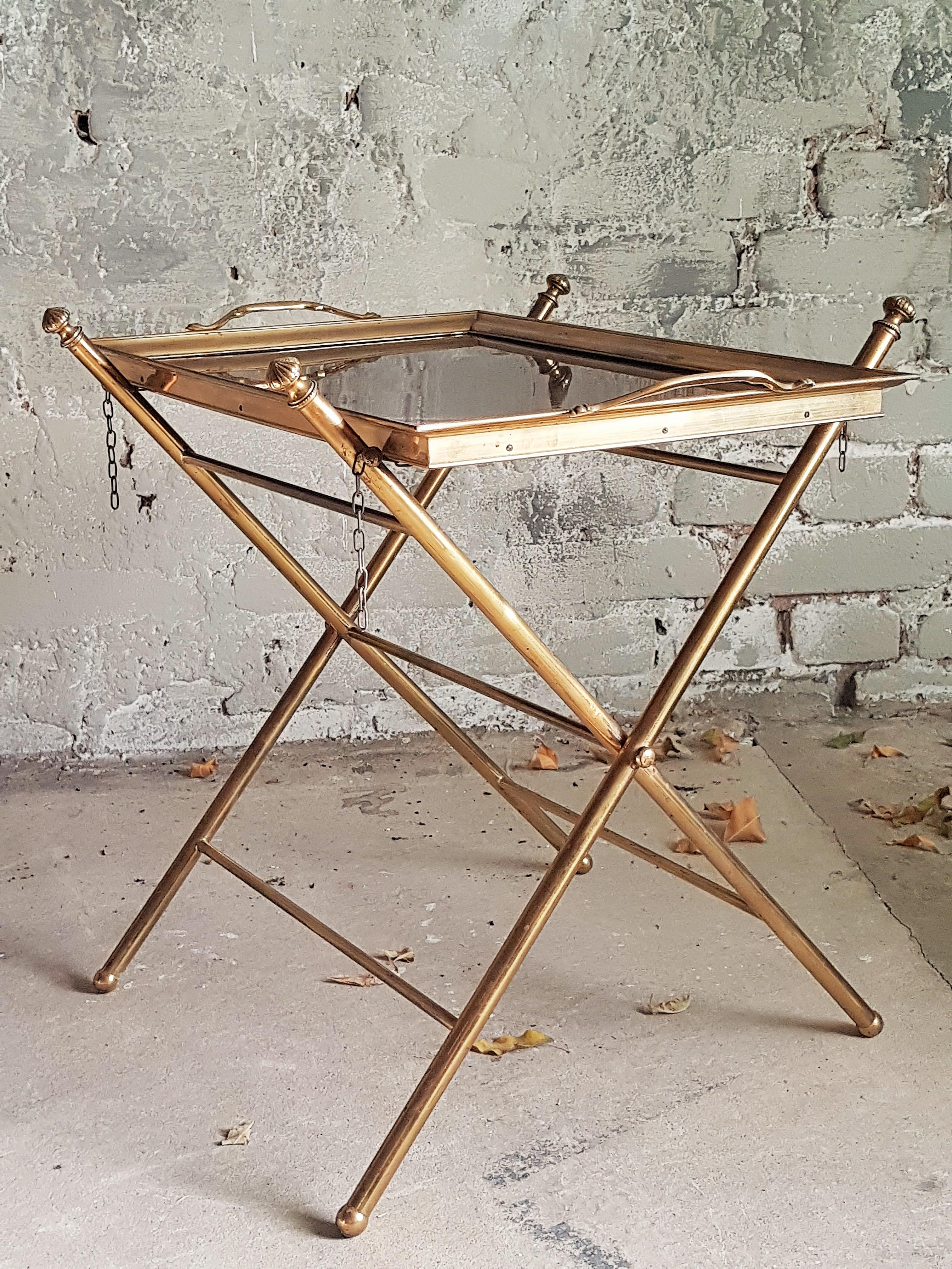 Midcentury Colonial Tray Table Brass Bamboo Style Maison Jansen, France 1960s For Sale 10