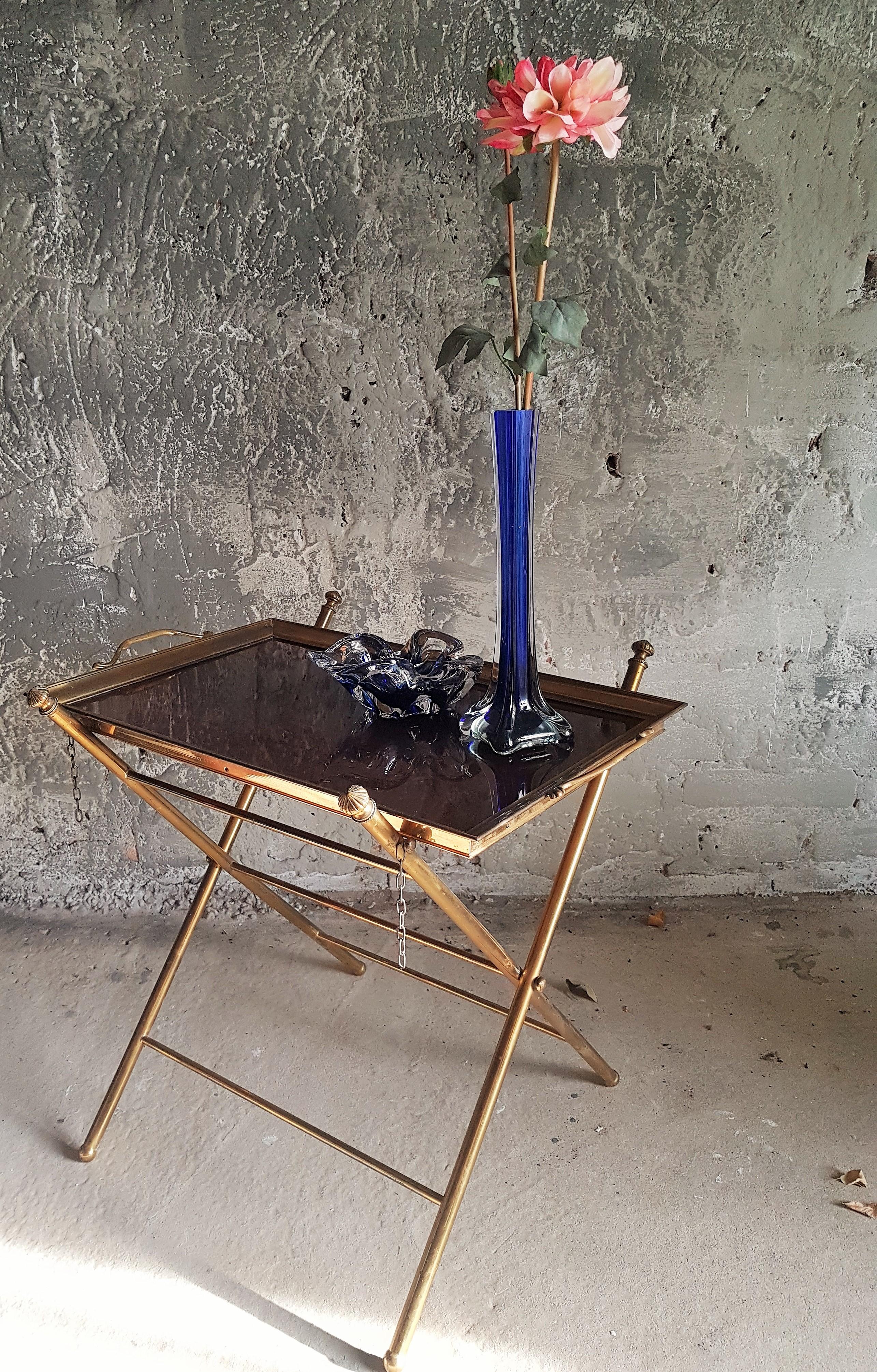Midcentury Colonial Tray Table Brass Bamboo Style Maison Jansen, France 1960s For Sale 11