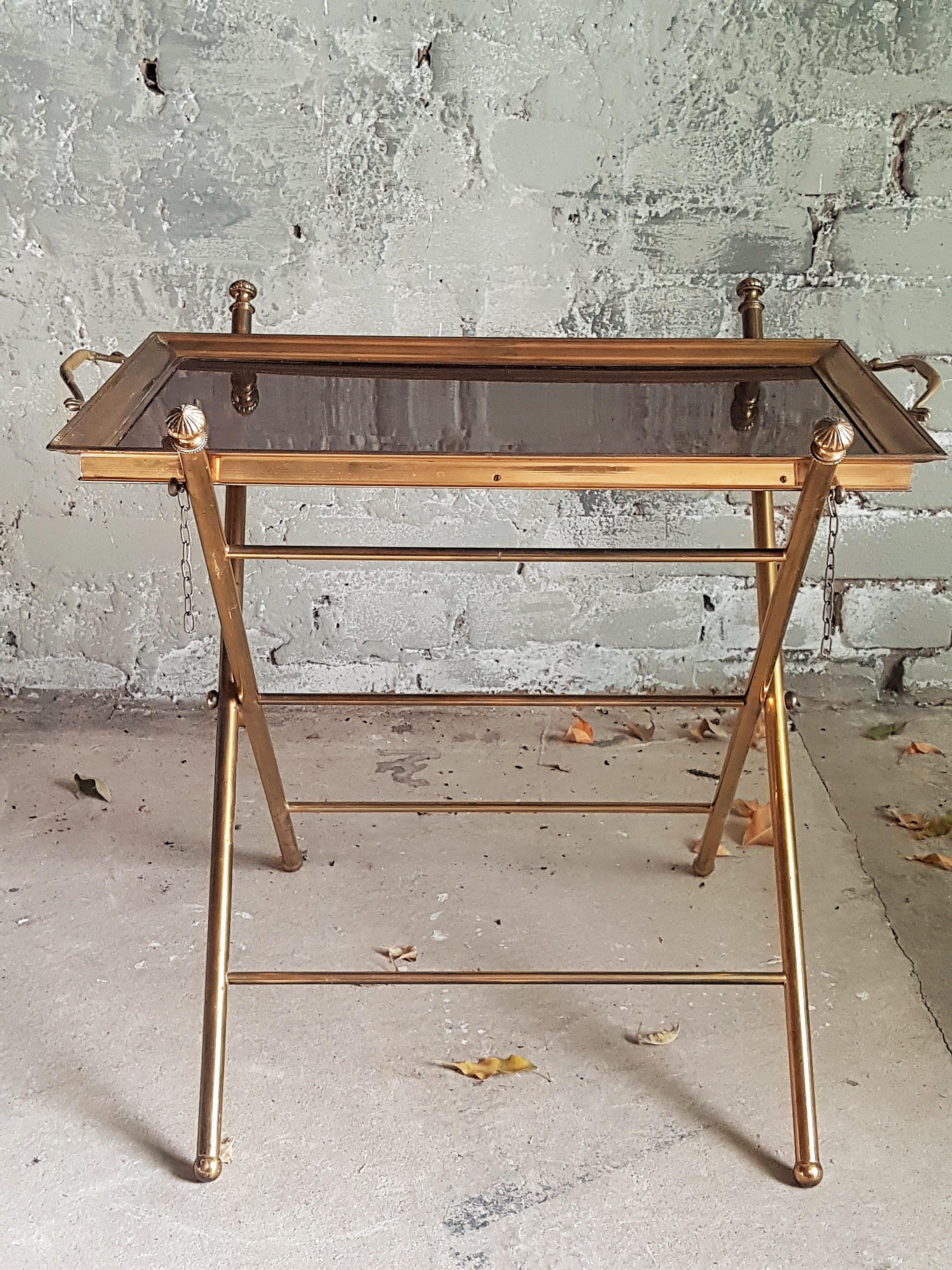 Midcentury Colonial Tray Table Brass Bamboo Style Maison Jansen, France 1960s For Sale 13