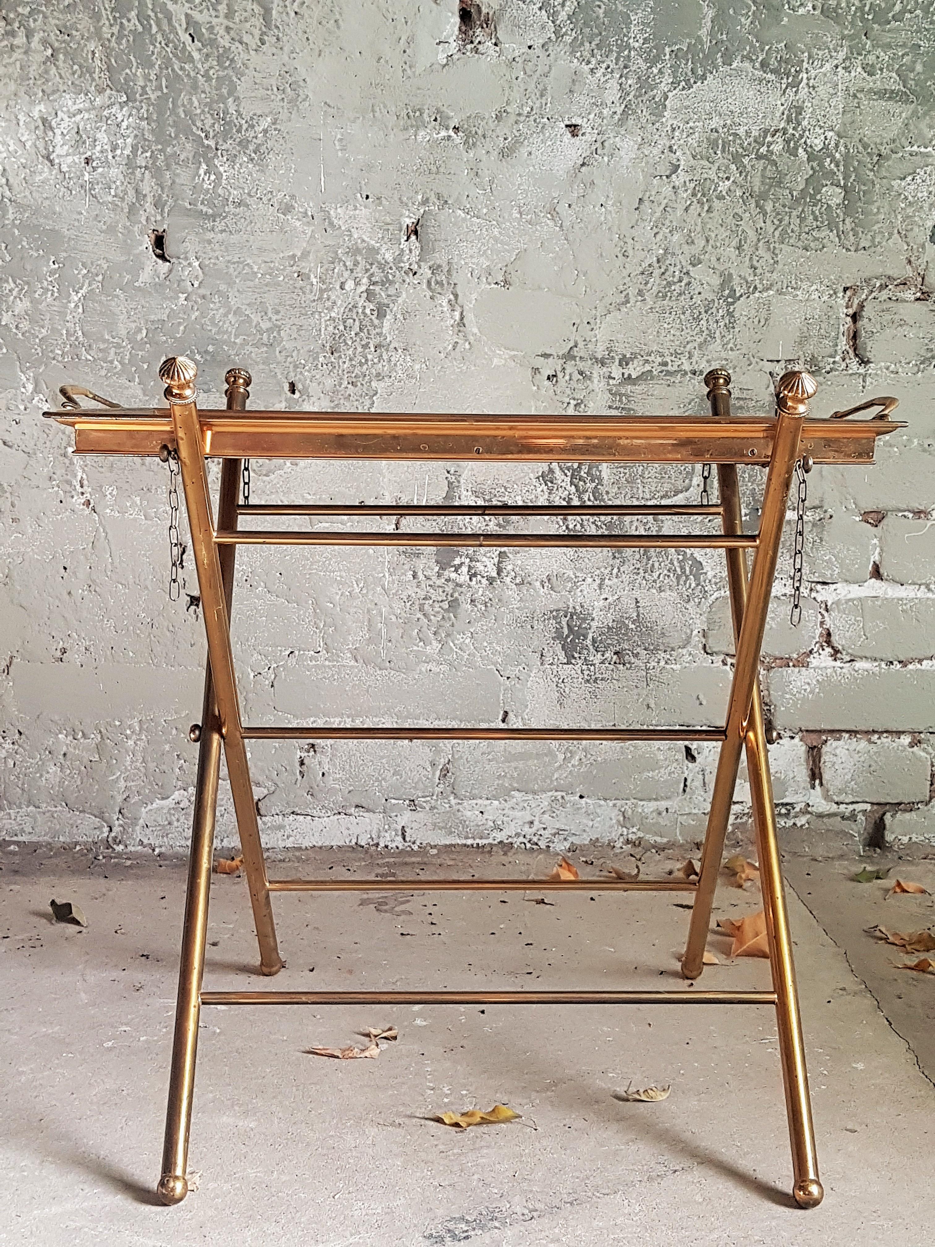 Midcentury Colonial Tray Table Brass Bamboo Style Maison Jansen, France 1960s For Sale 14