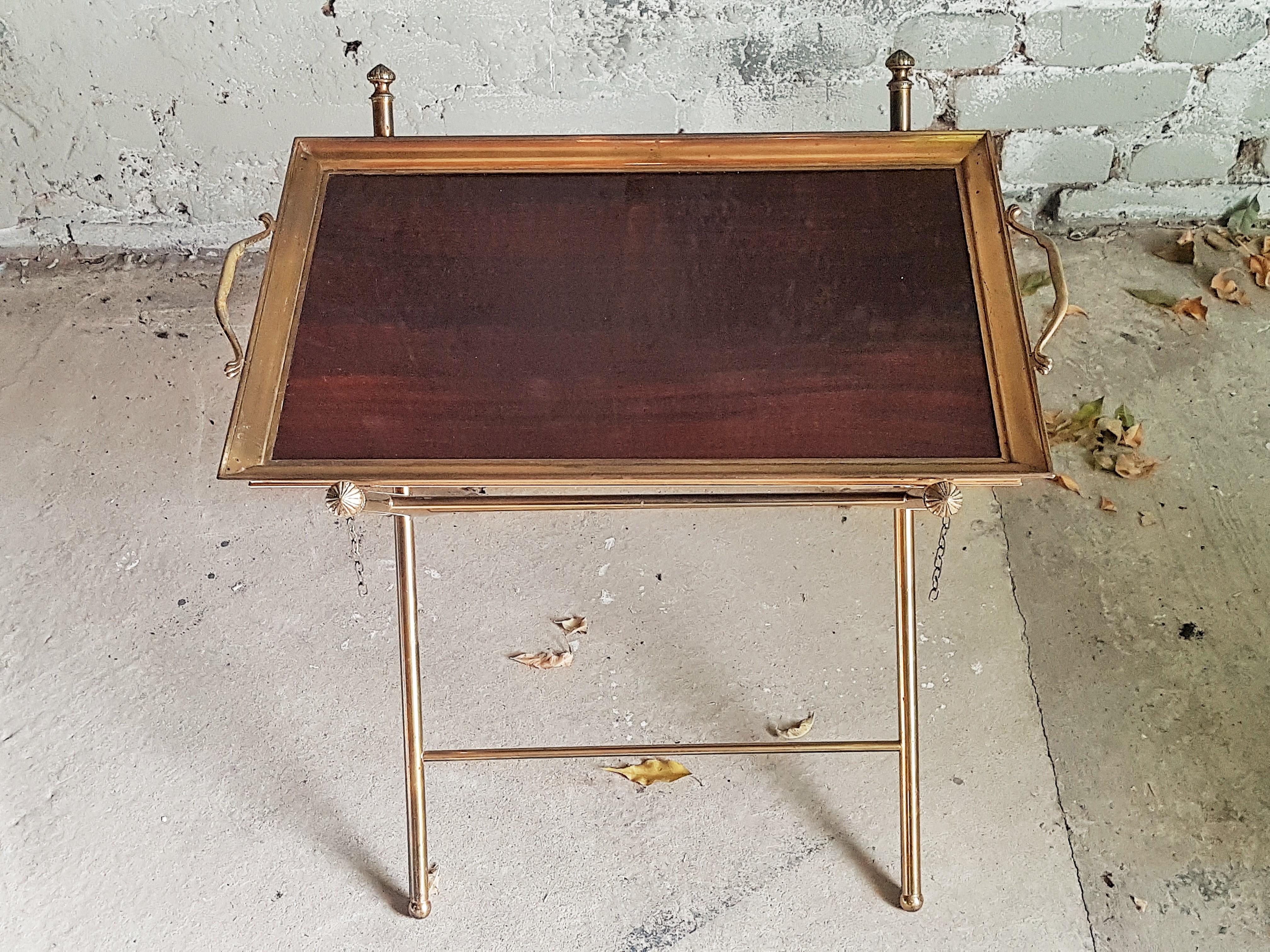 Midcentury Colonial Tray Table Brass Bamboo Style Maison Jansen, France 1960s In Good Condition For Sale In Saarbruecken, DE