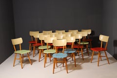 Mid century color dining chairs by TON, 1960´s, Czechoslovakia, set of 18
