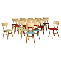 Mid century color dining chairs by TON, 1960´s, Czechoslovakia, set of 18