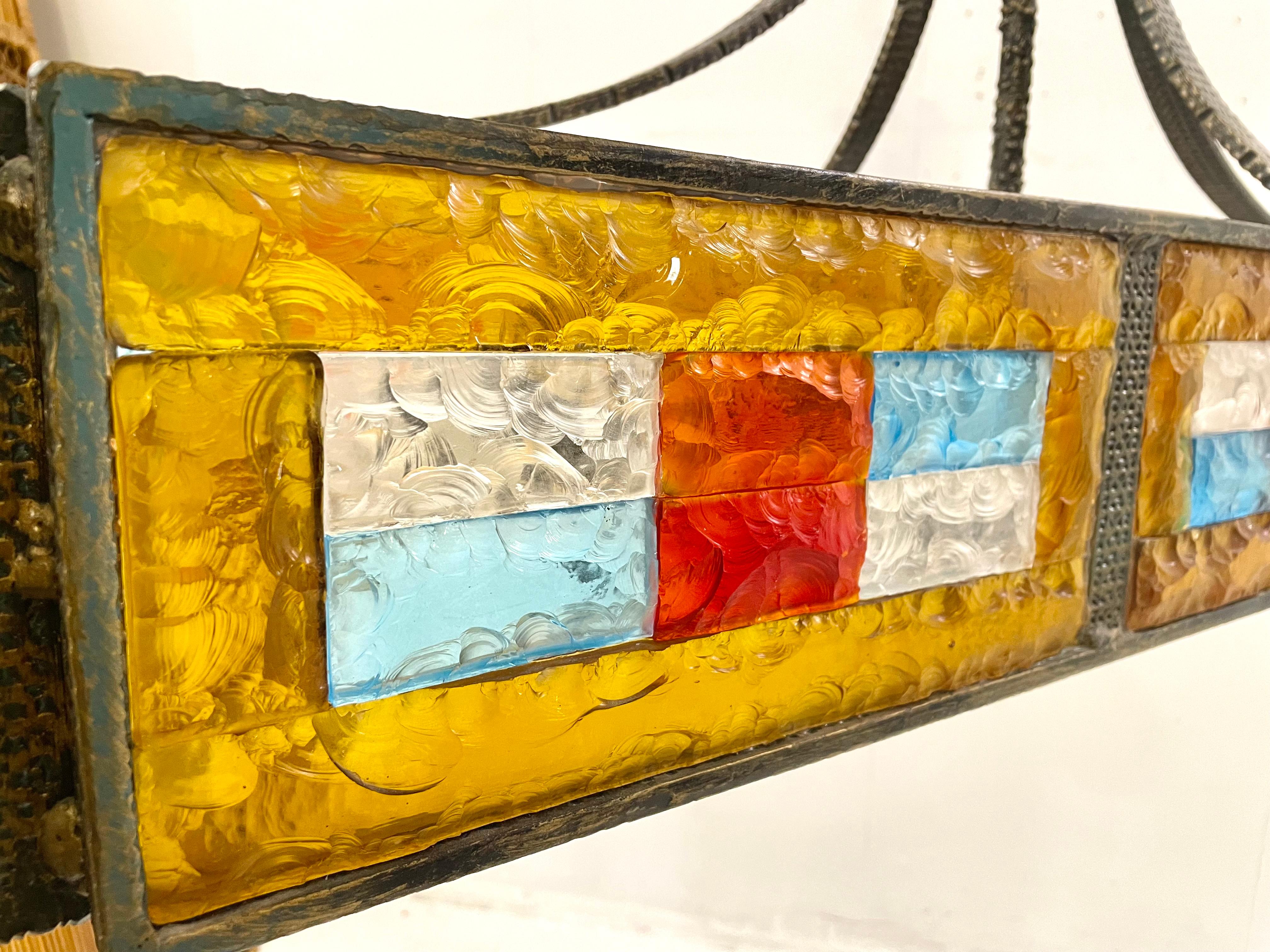 Mid-Century Colored Glass Suspension by Poliarte, Italy, 1970s For Sale 6