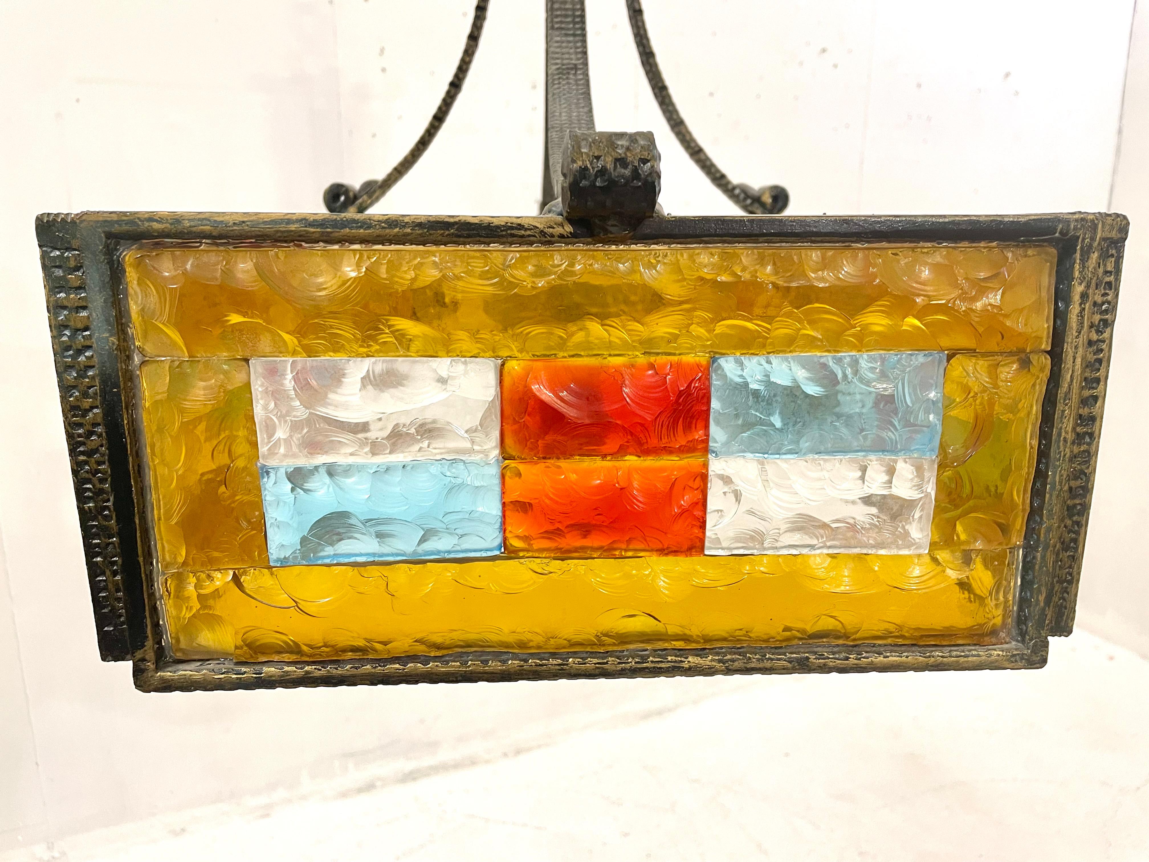 Mid-Century Colored Glass Suspension by Poliarte, Italy, 1970s For Sale 7