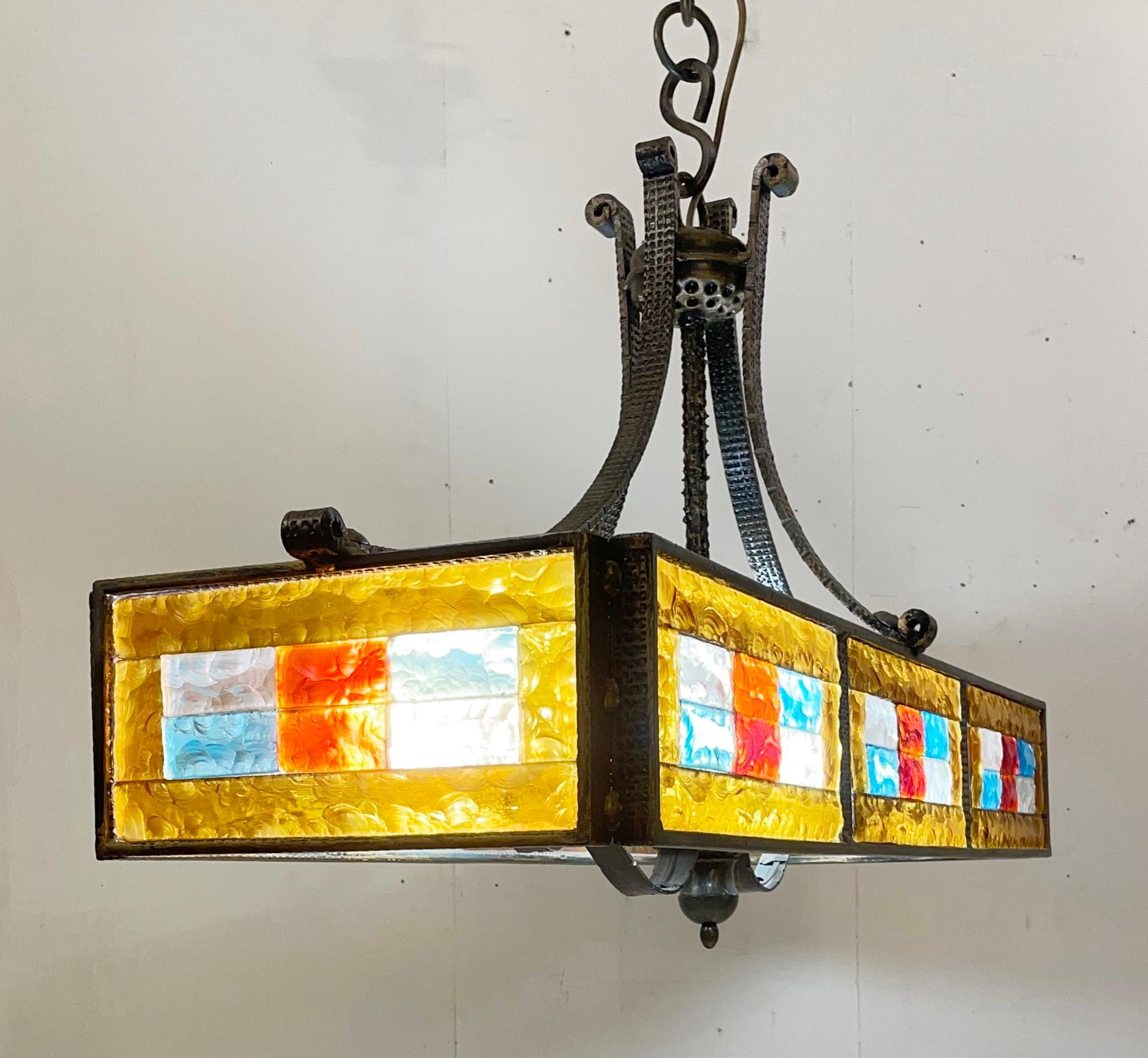 Mid-Century Colored Glass Suspension by Poliarte, Italy, 1970s For Sale 1
