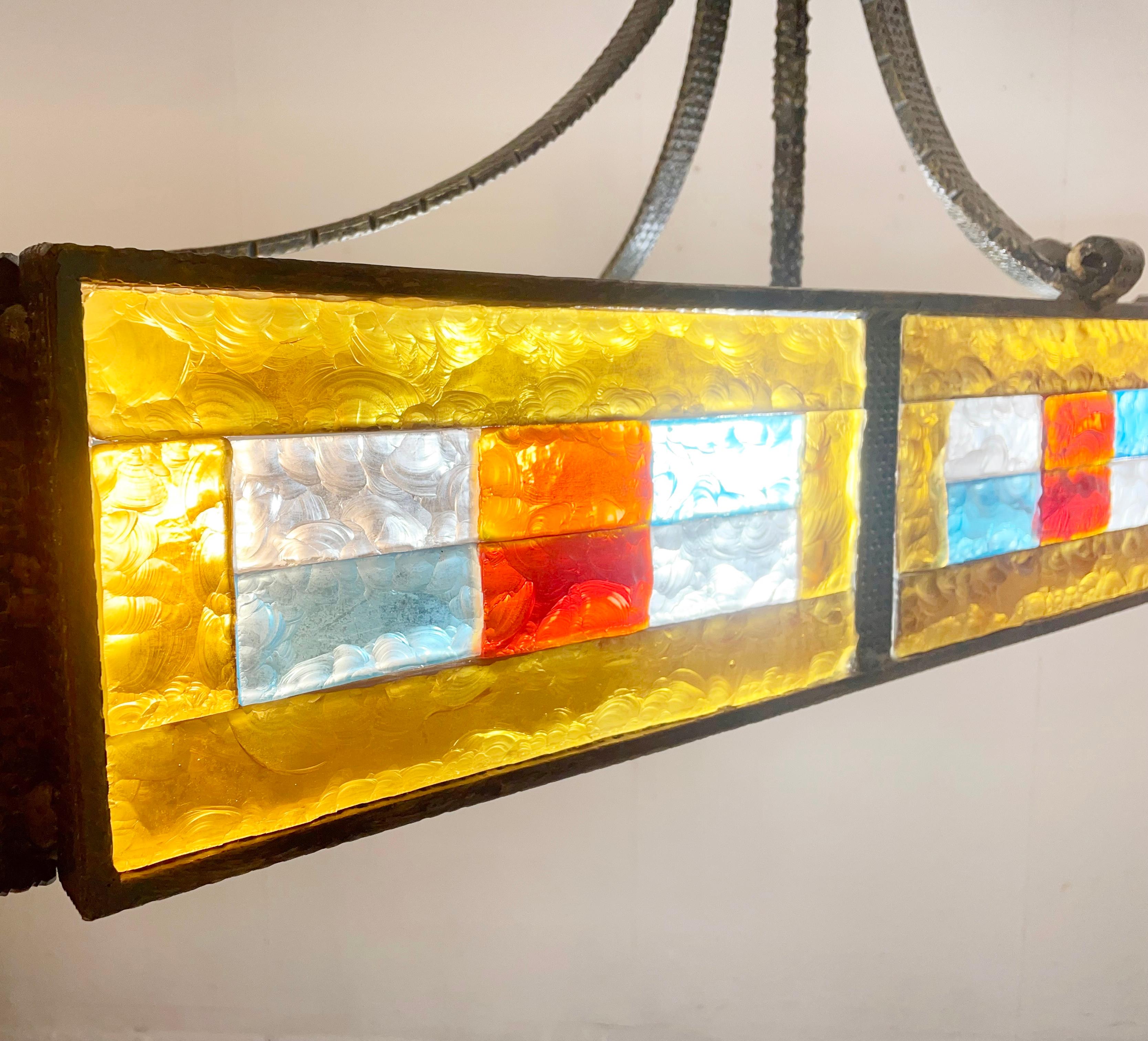 Mid-Century Colored Glass Suspension by Poliarte, Italy, 1970s For Sale 2