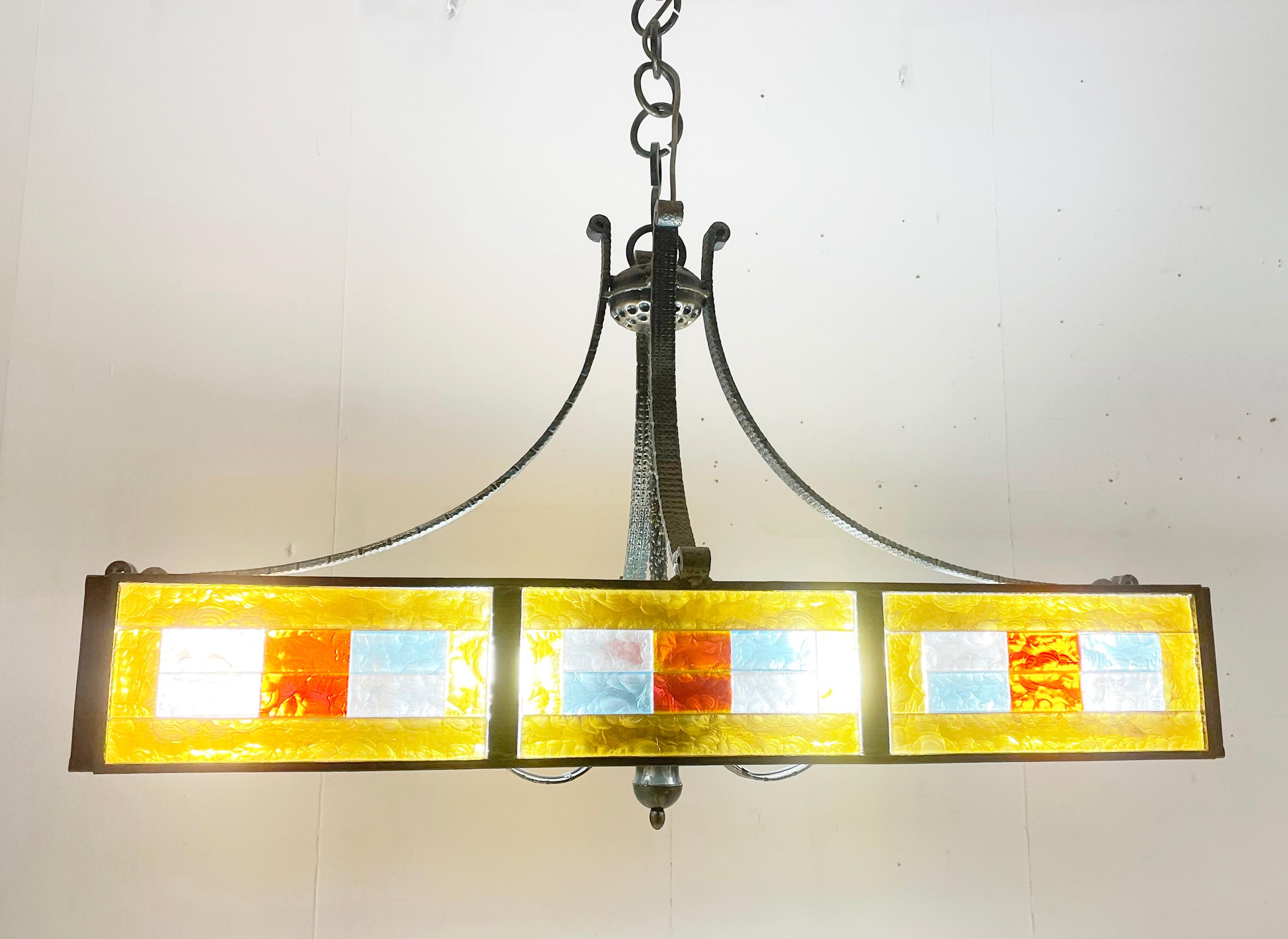 Mid-Century Colored Glass Suspension by Poliarte, Italy, 1970s For Sale 3
