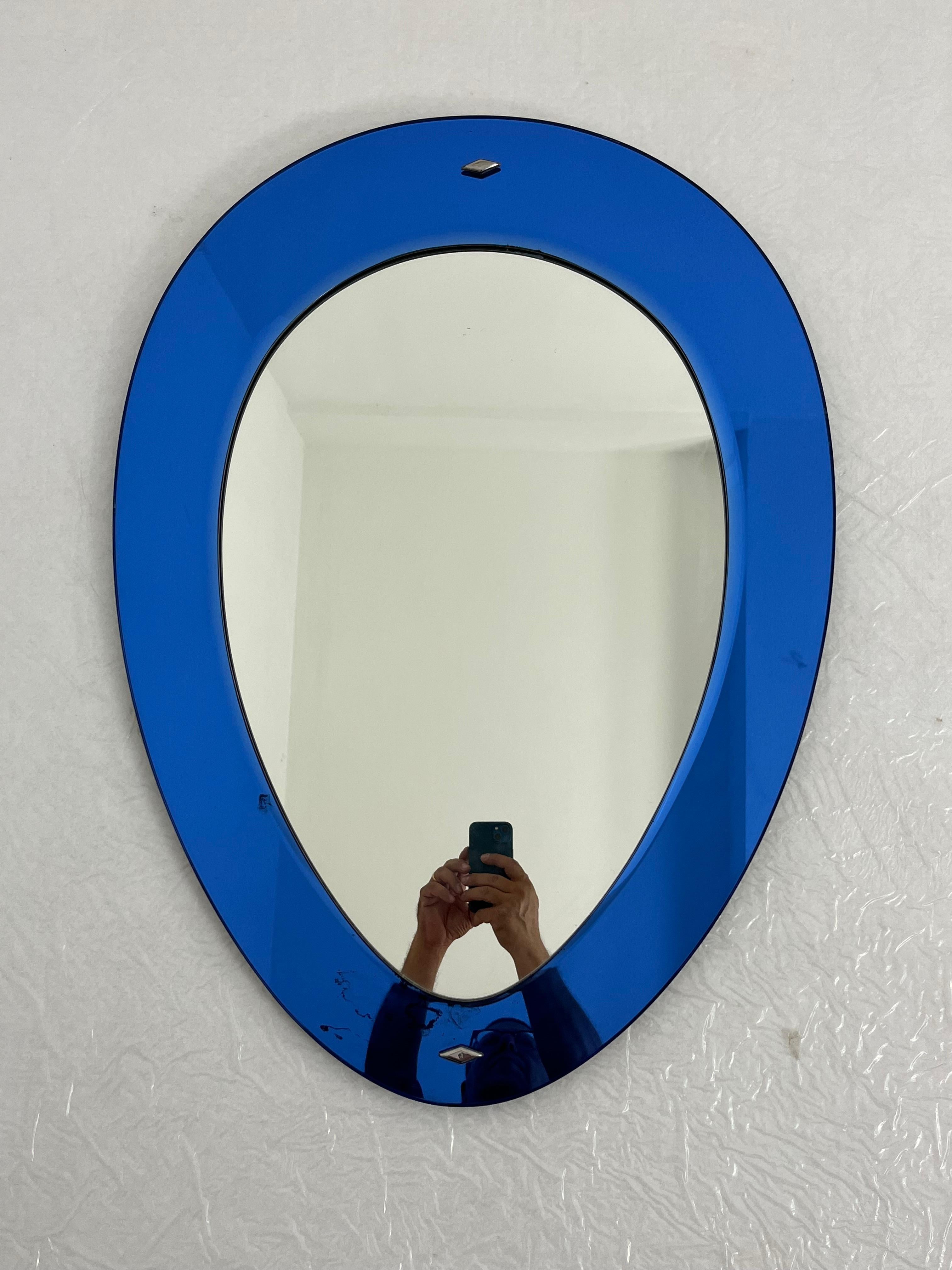 Italian Mid-century Colored Wall Mirror attributed to Cristal Arte, 1960s For Sale