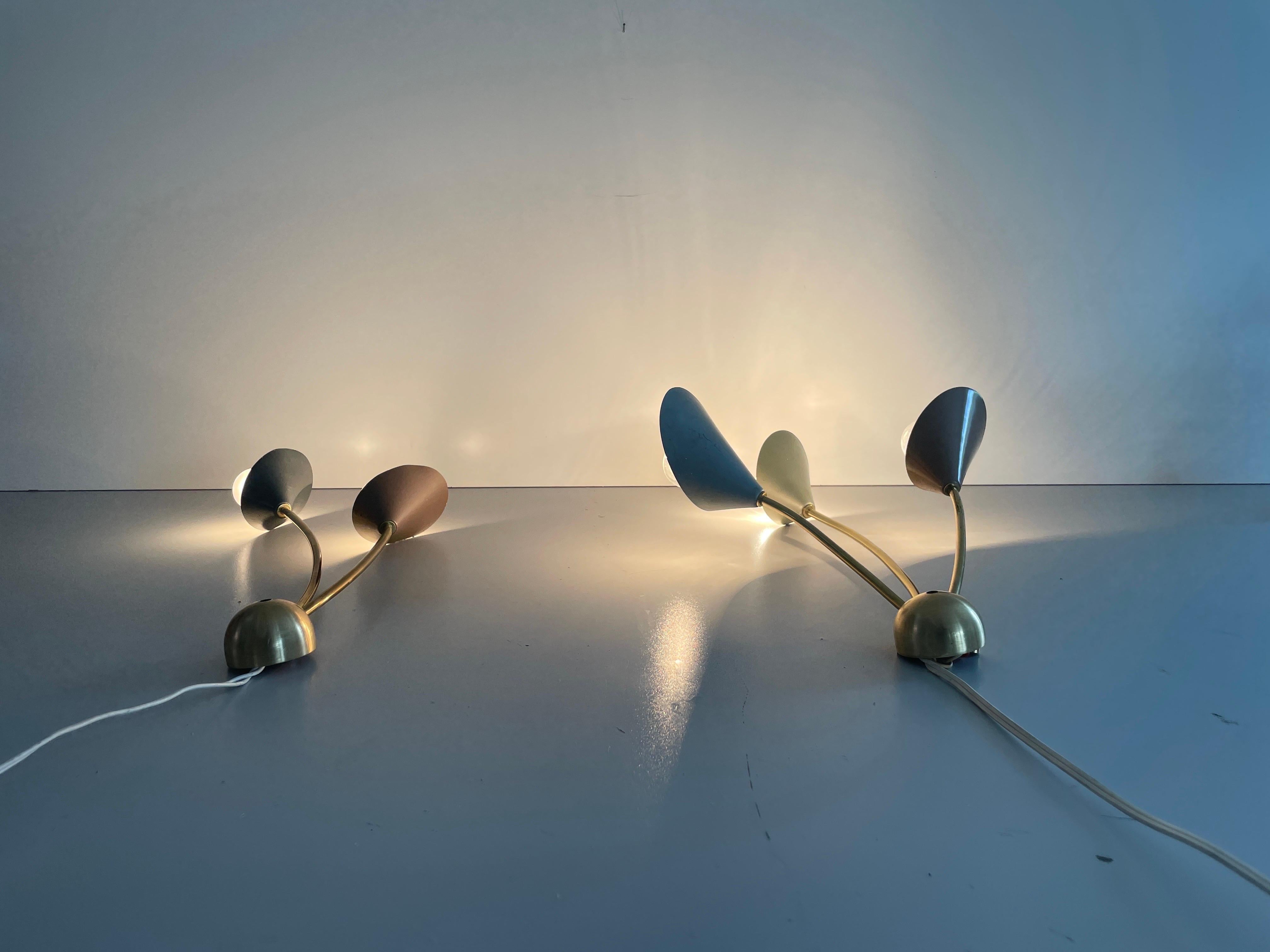 Pareja de coloridos candelabros Sputnik de 2 y 3 brazos de mediados de siglo, años 50, Alemania en venta 4
