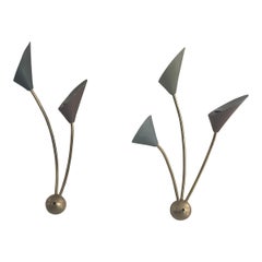 Pareja de coloridos candelabros Sputnik de 2 y 3 brazos de mediados de siglo, años 50, Alemania