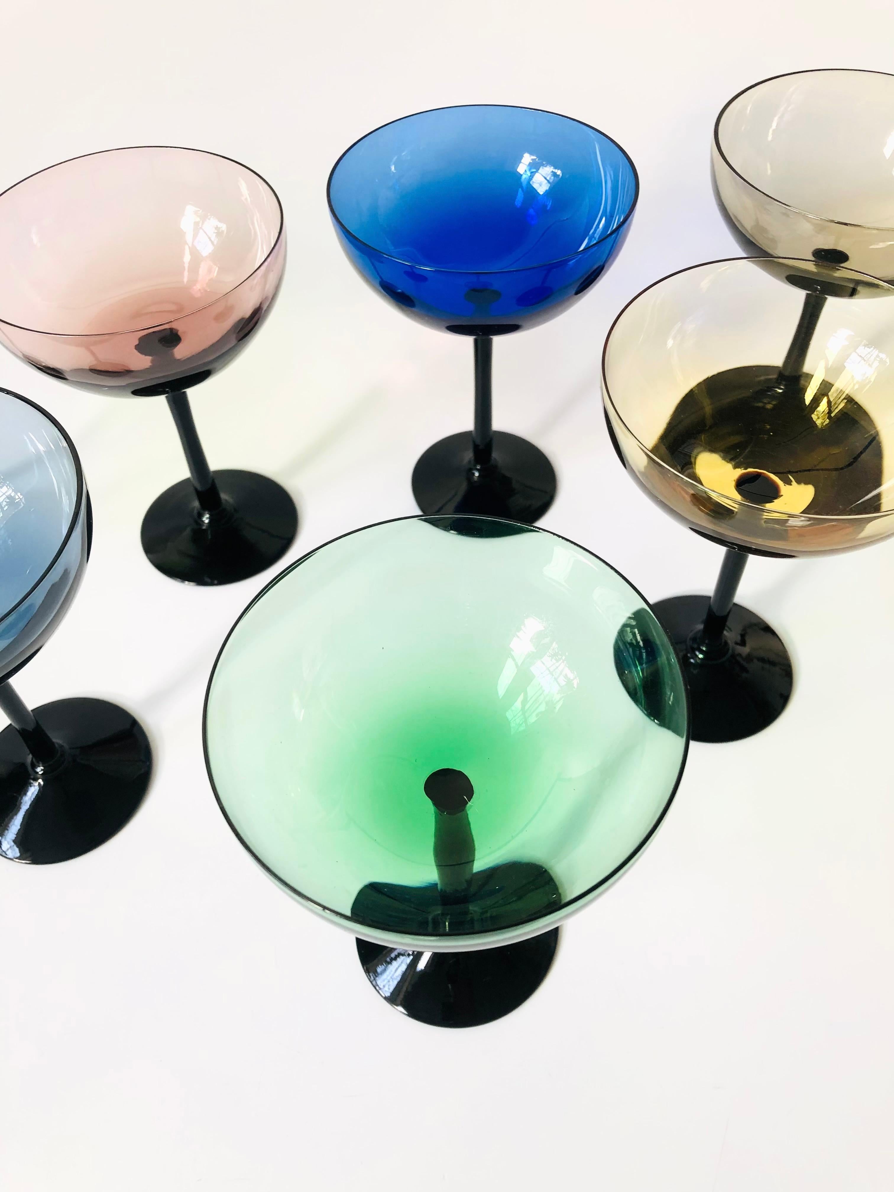 wine glasses with black stems
