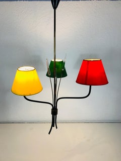 Midcentury Colorful Chandelier from Maison Lunel, 1950s