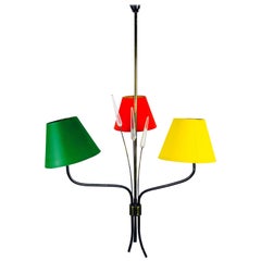Midcentury Colorful Chandelier from Maison Lunel, 1950s