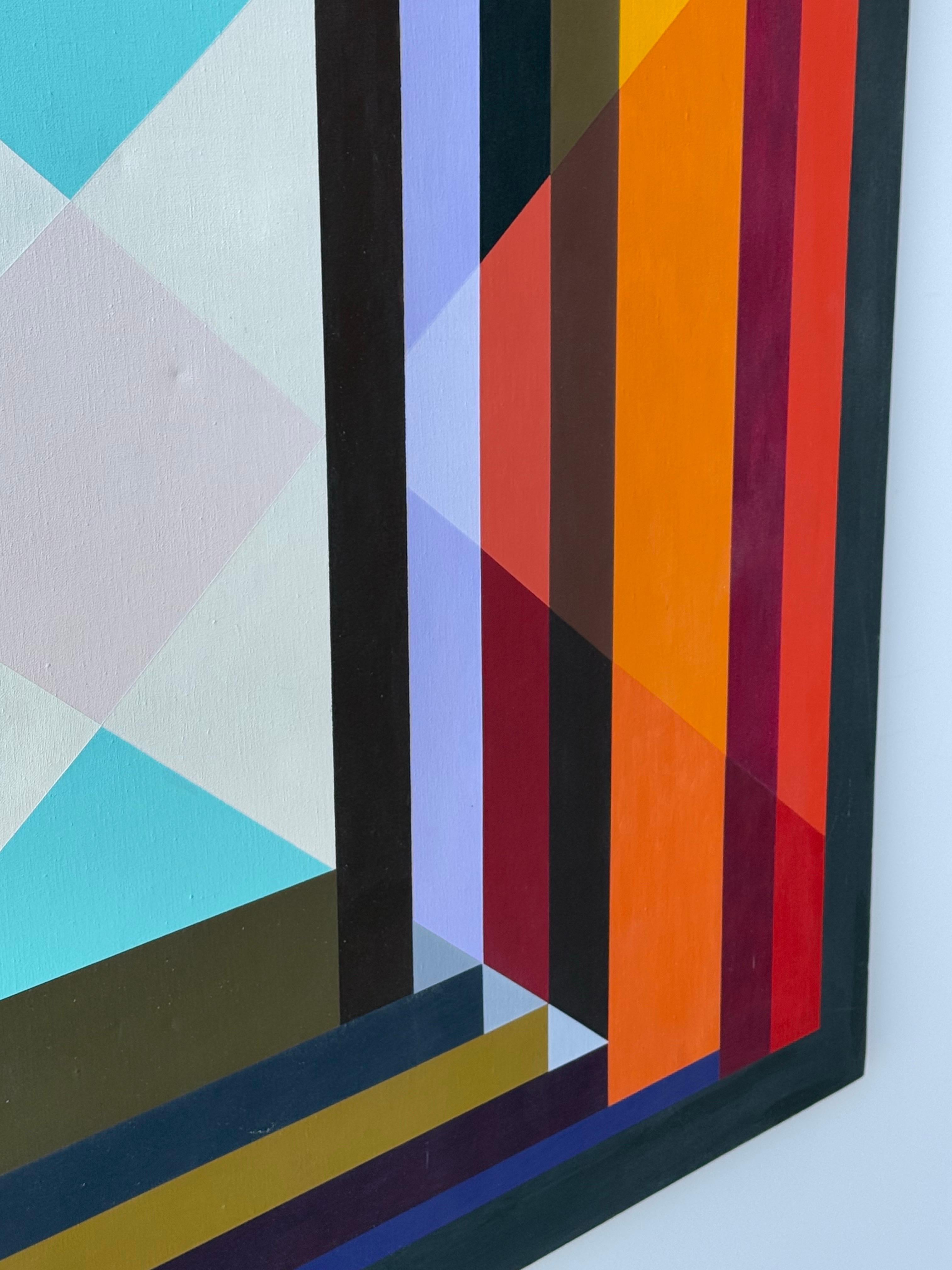 Buntes geometrisches Kunstwerk aus der Mitte des Jahrhunderts, signiert 1969 im Angebot 3