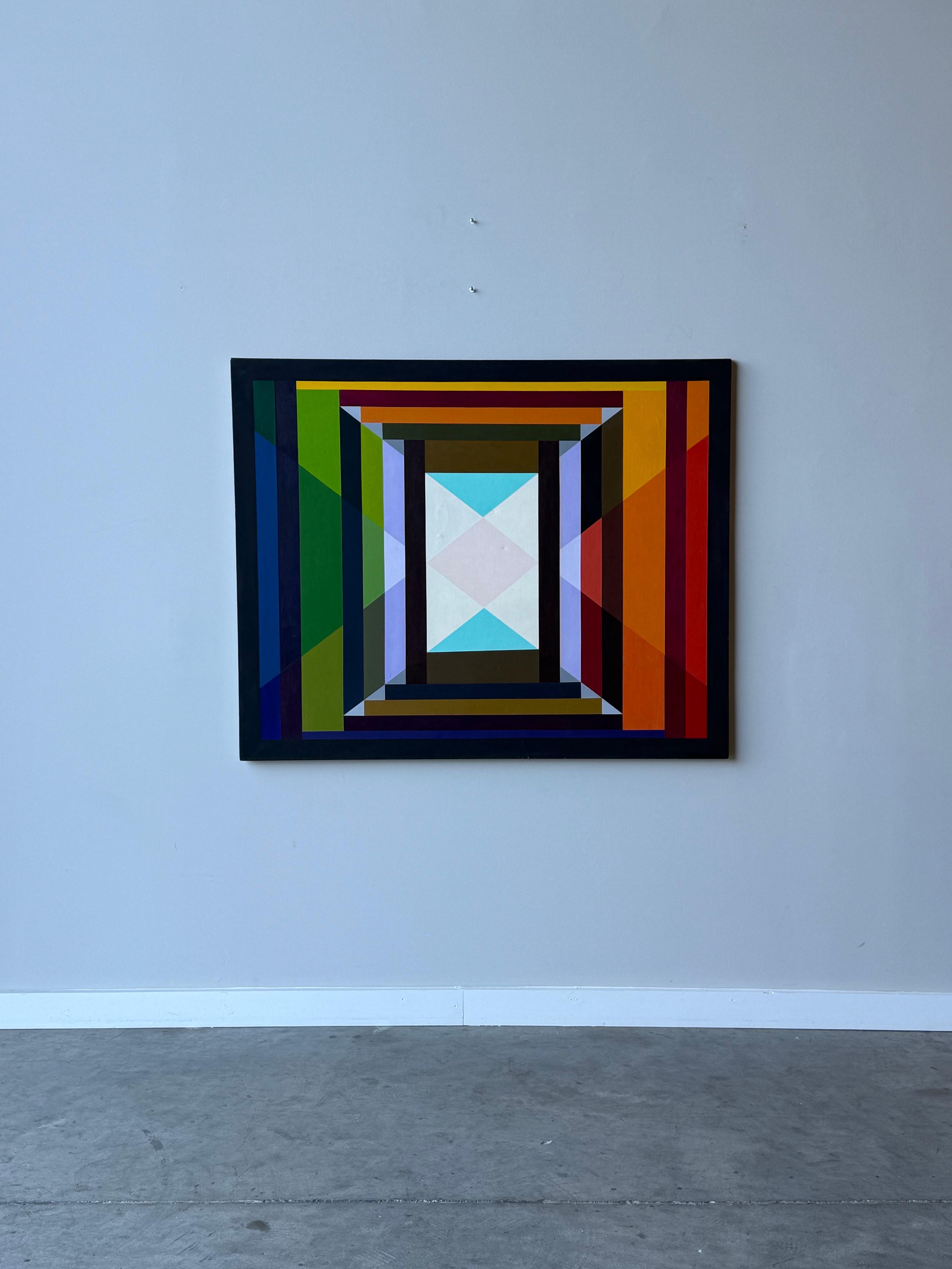 Buntes geometrisches Kunstwerk aus der Mitte des Jahrhunderts, signiert 1969 (Moderne der Mitte des Jahrhunderts) im Angebot