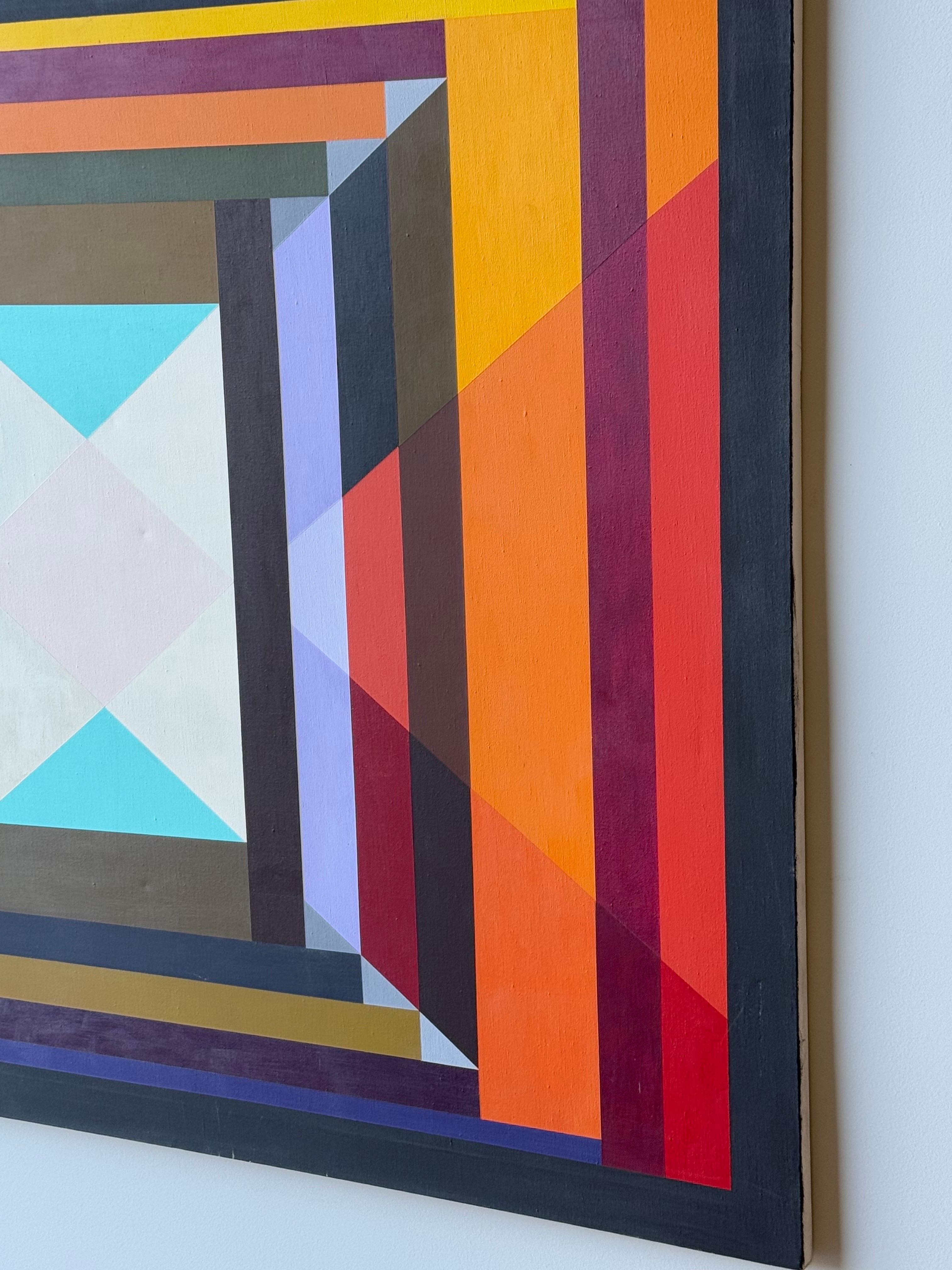 Buntes geometrisches Kunstwerk aus der Mitte des Jahrhunderts, signiert 1969 (amerikanisch) im Angebot