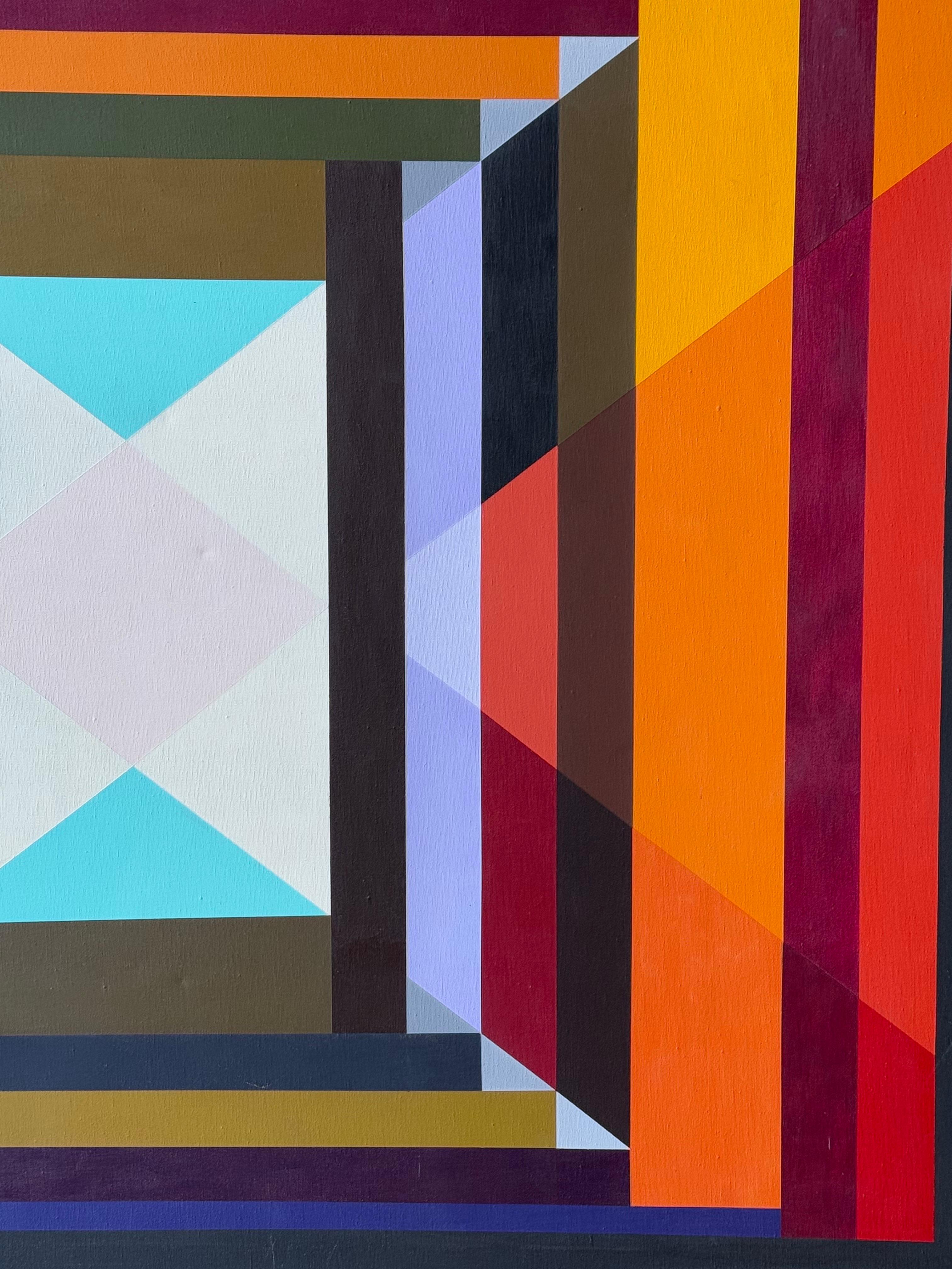 Buntes geometrisches Kunstwerk aus der Mitte des Jahrhunderts, signiert 1969 im Zustand „Gut“ im Angebot in Raleigh, NC