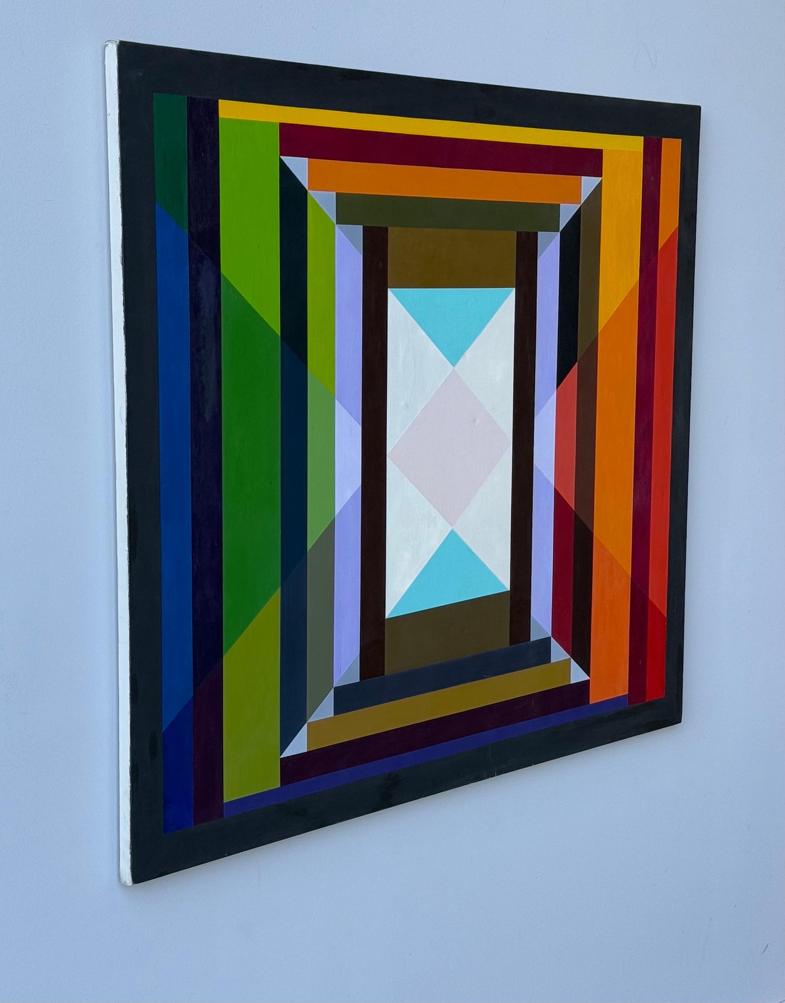 Buntes geometrisches Kunstwerk aus der Mitte des Jahrhunderts, signiert 1969 (Mitte des 20. Jahrhunderts) im Angebot