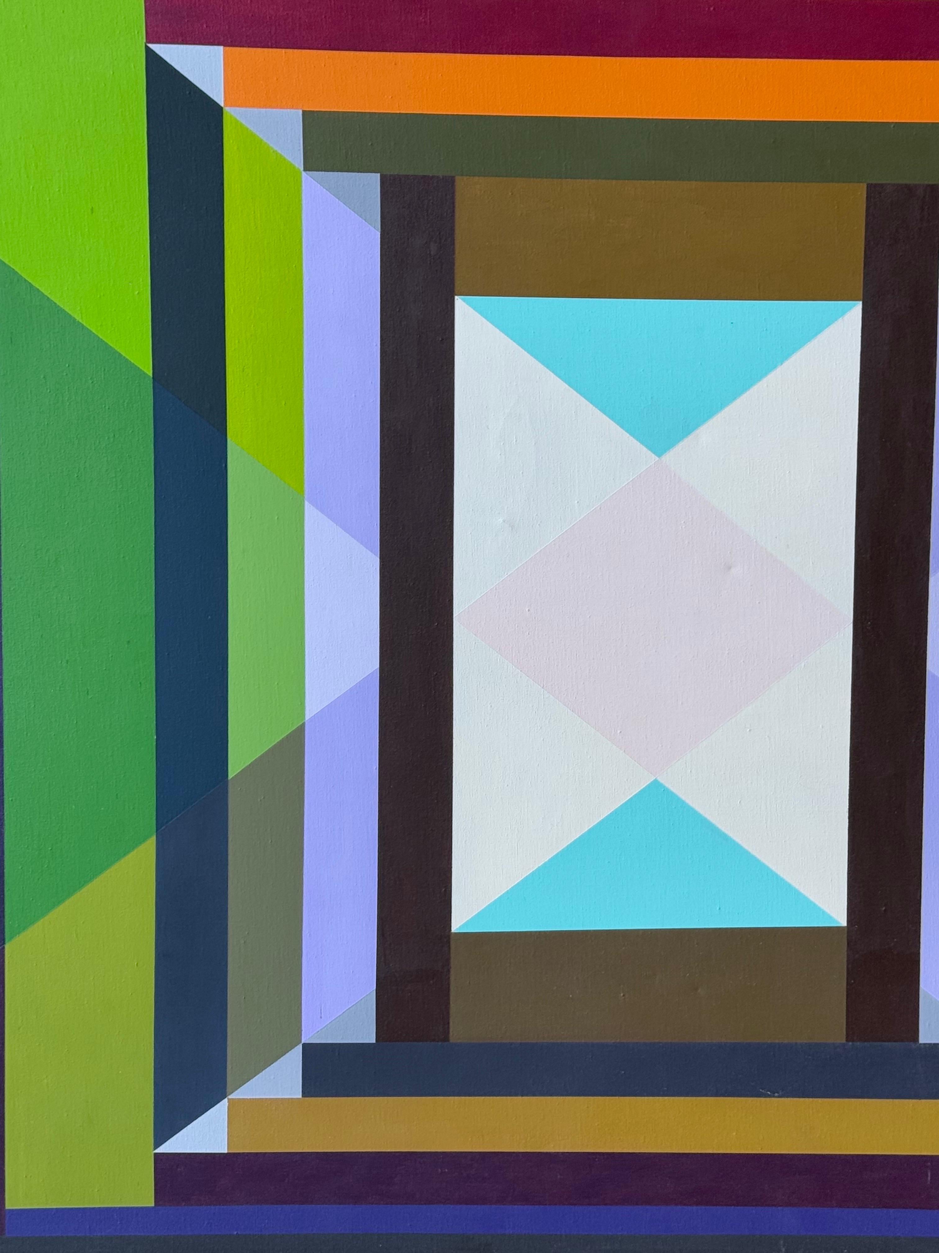 Buntes geometrisches Kunstwerk aus der Mitte des Jahrhunderts, signiert 1969 im Angebot 2