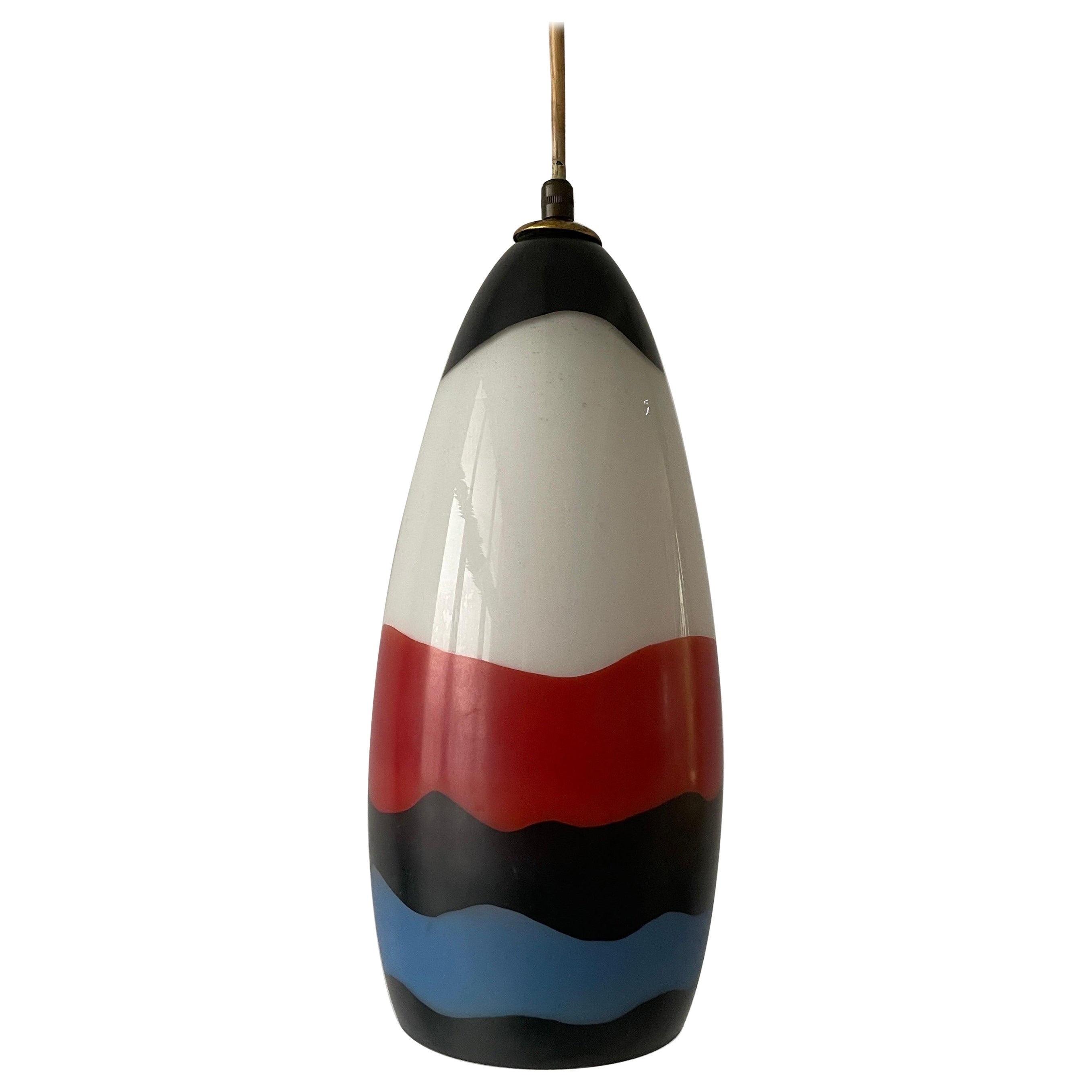 Mid-Century Colorful Glass Pendant Lamp, 1960s, Italy