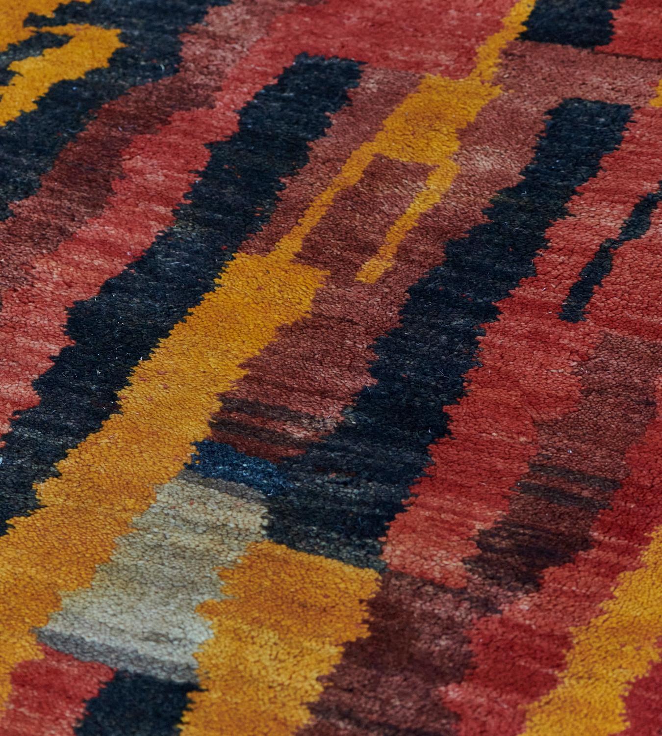 Mid-Century Colorful Handwoven Turkish Rug In Good Condition For Sale In West Hollywood, CA