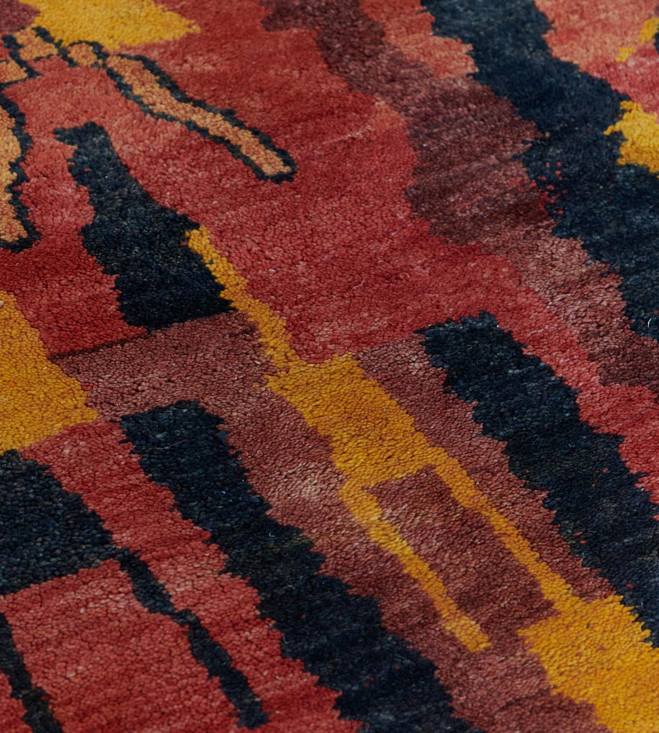 Wool Mid-Century Colorful Handwoven Turkish Rug For Sale
