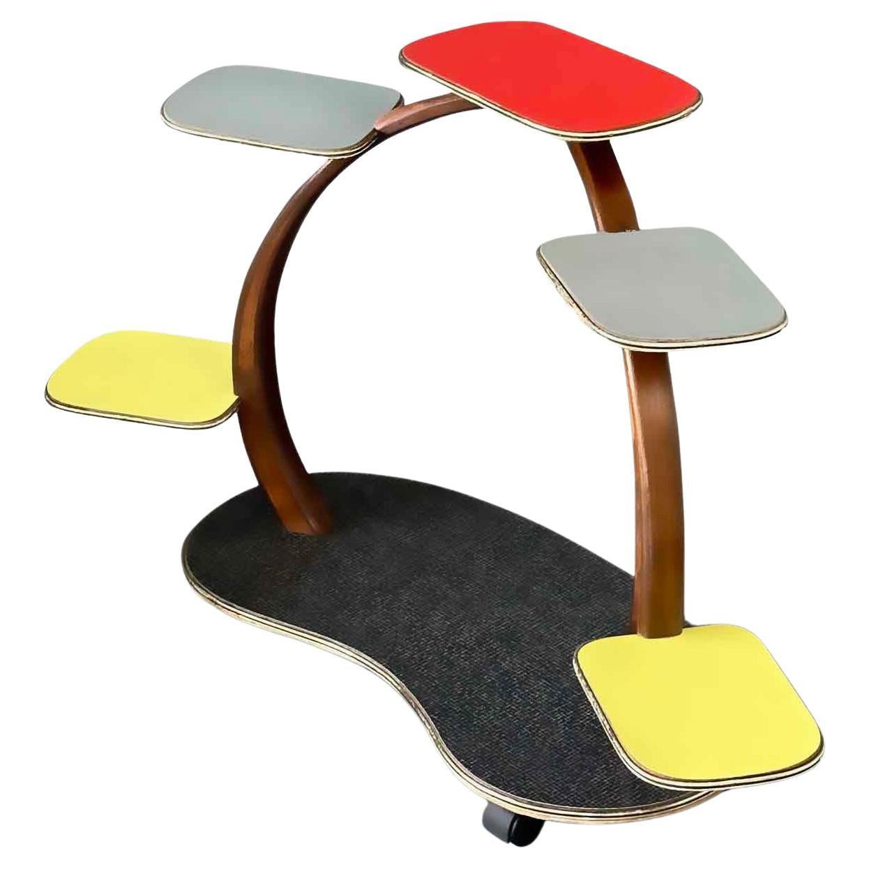 Mid-Century Colorful Plant Stand or Flower Table, Germany, 1950s For Sale