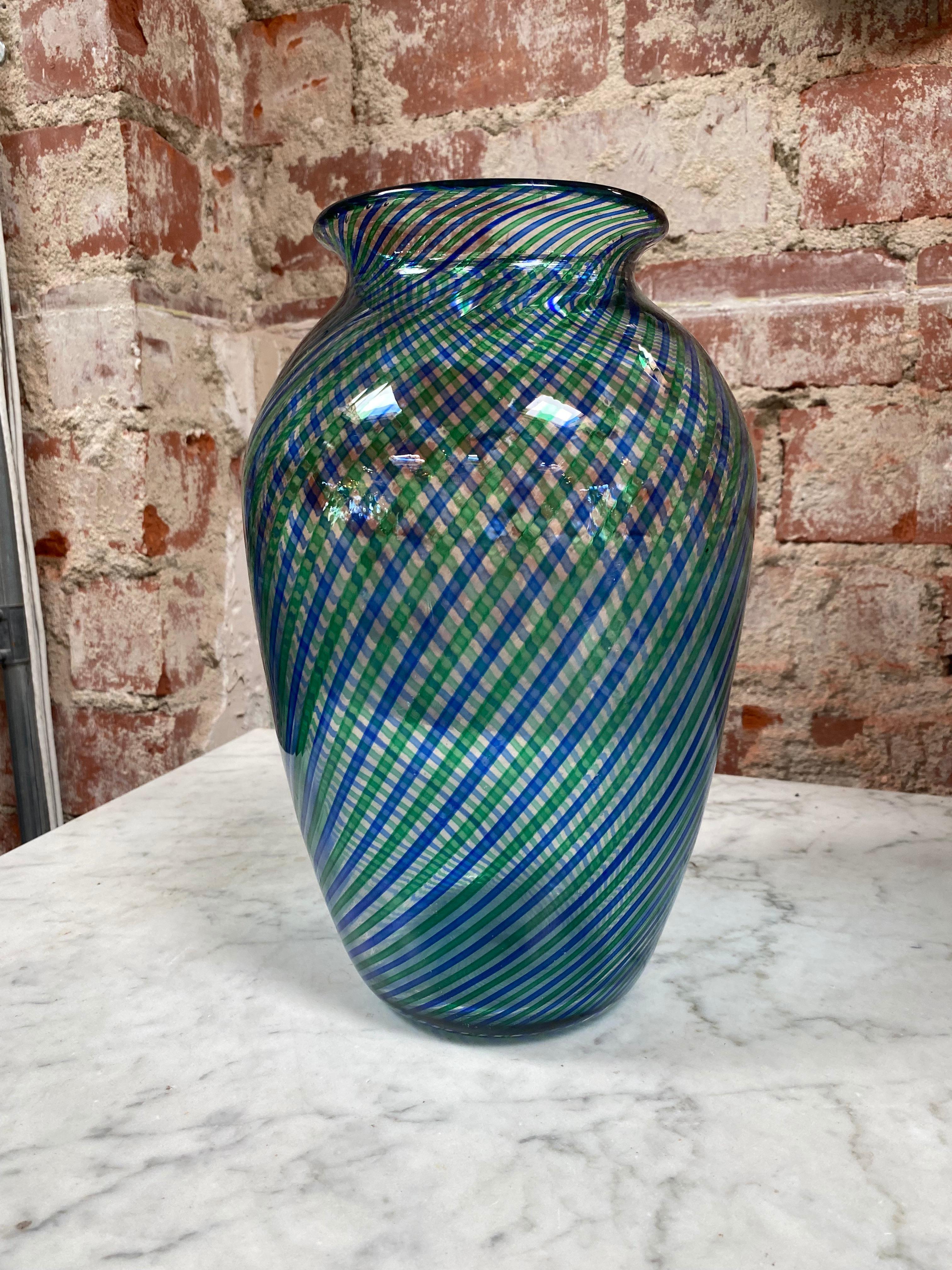 Art Glass Mid Century Colorful Vase Italy 1970s For Sale