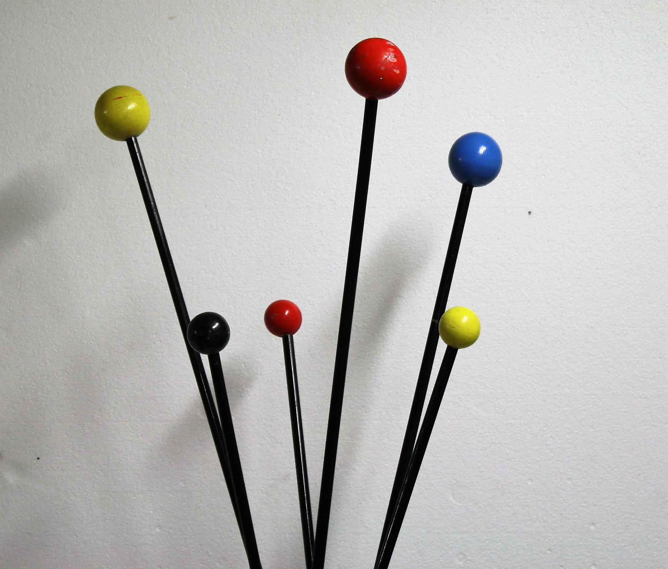 Midcentury Colored Atomic Coat Stand, 1950s 2