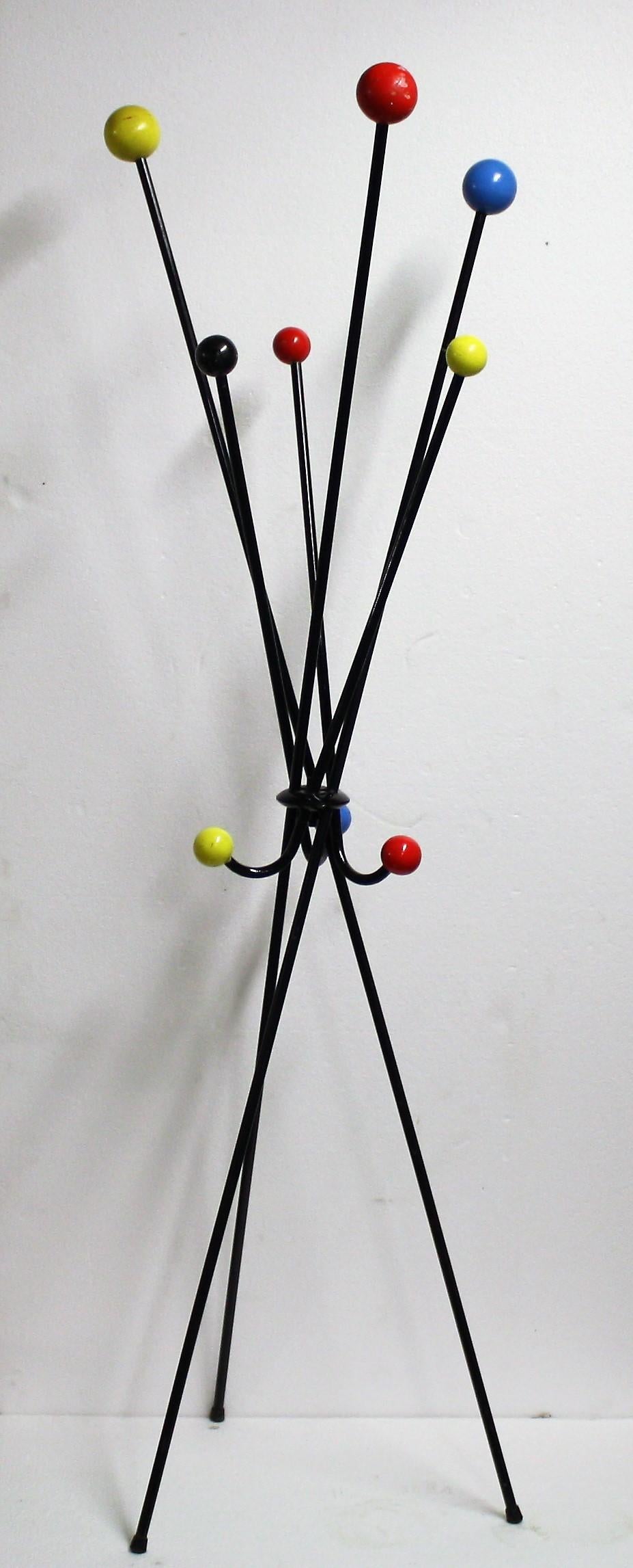 Midcentury Colored Atomic Coat Stand, 1950s 3