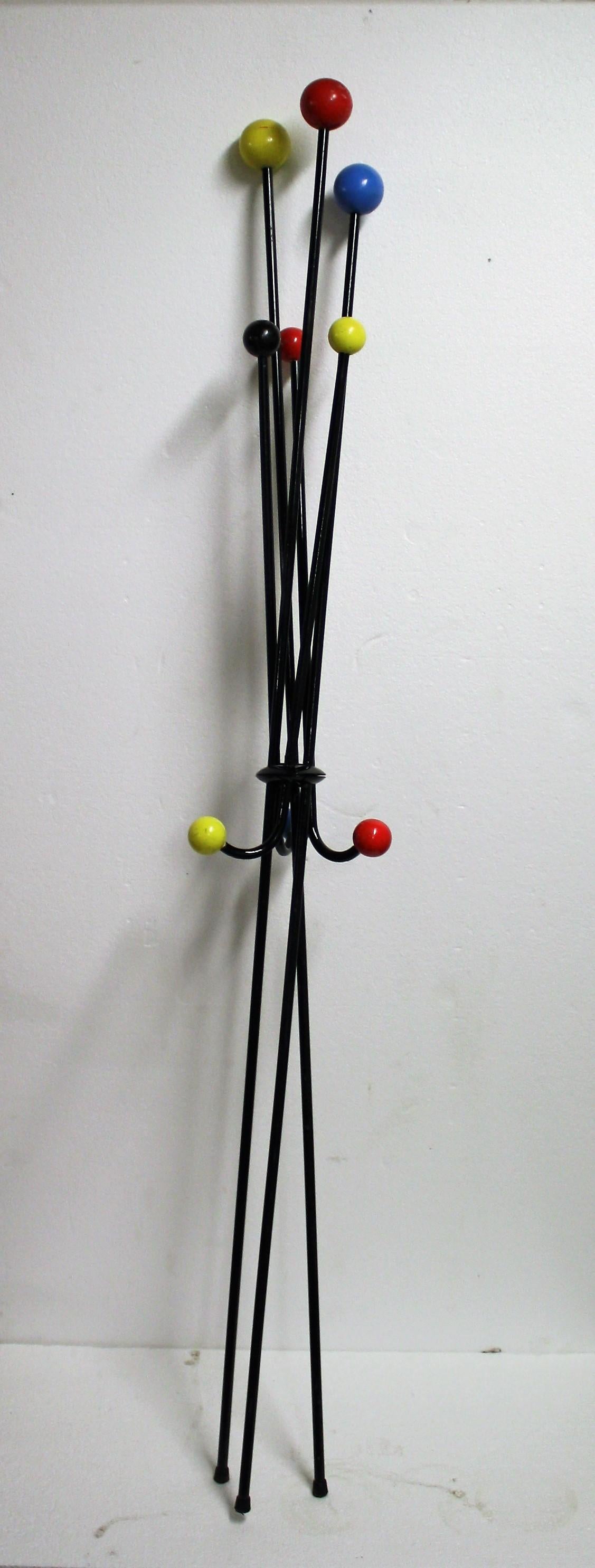 Mid-Century Modern Midcentury Colored Atomic Coat Stand, 1950s