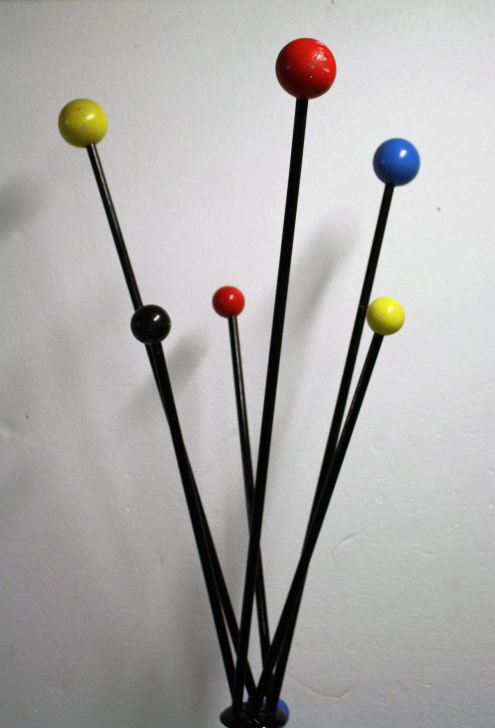 French Midcentury Colored Atomic Coat Stand, 1950s
