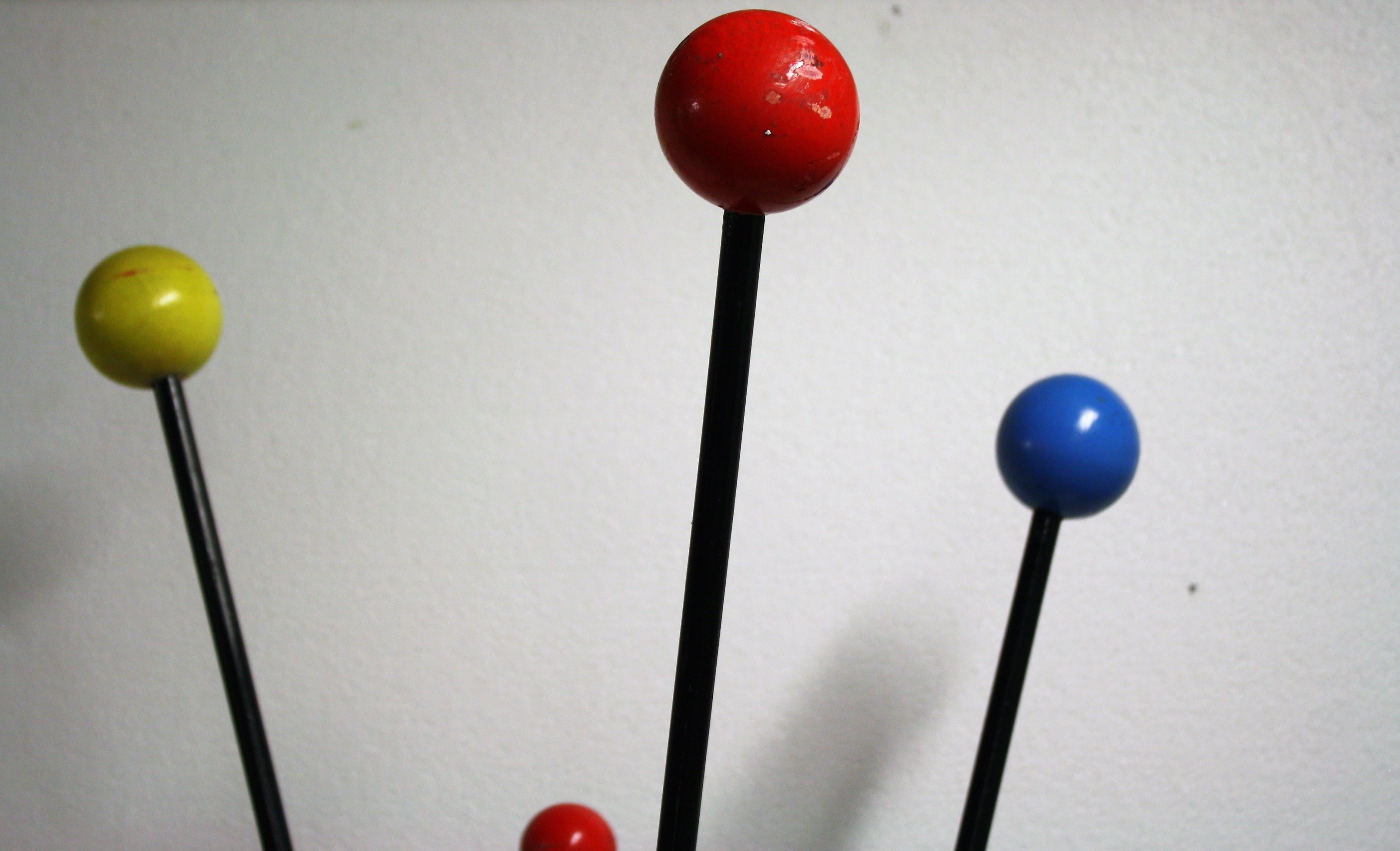 Metal Midcentury Colored Atomic Coat Stand, 1950s
