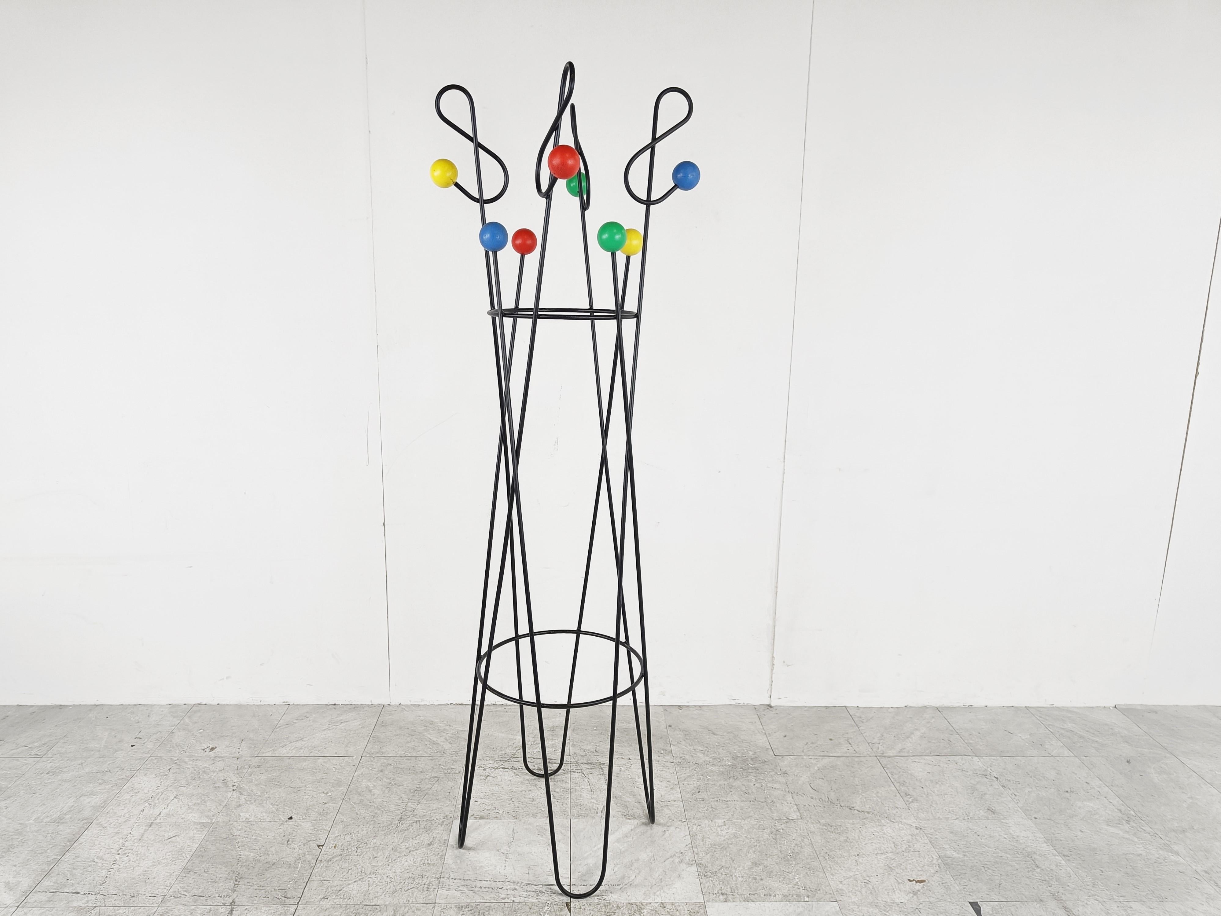 Midcentury Coloured Atomic Coat Stand by Roger Feraud, 1950s In Good Condition In HEVERLEE, BE