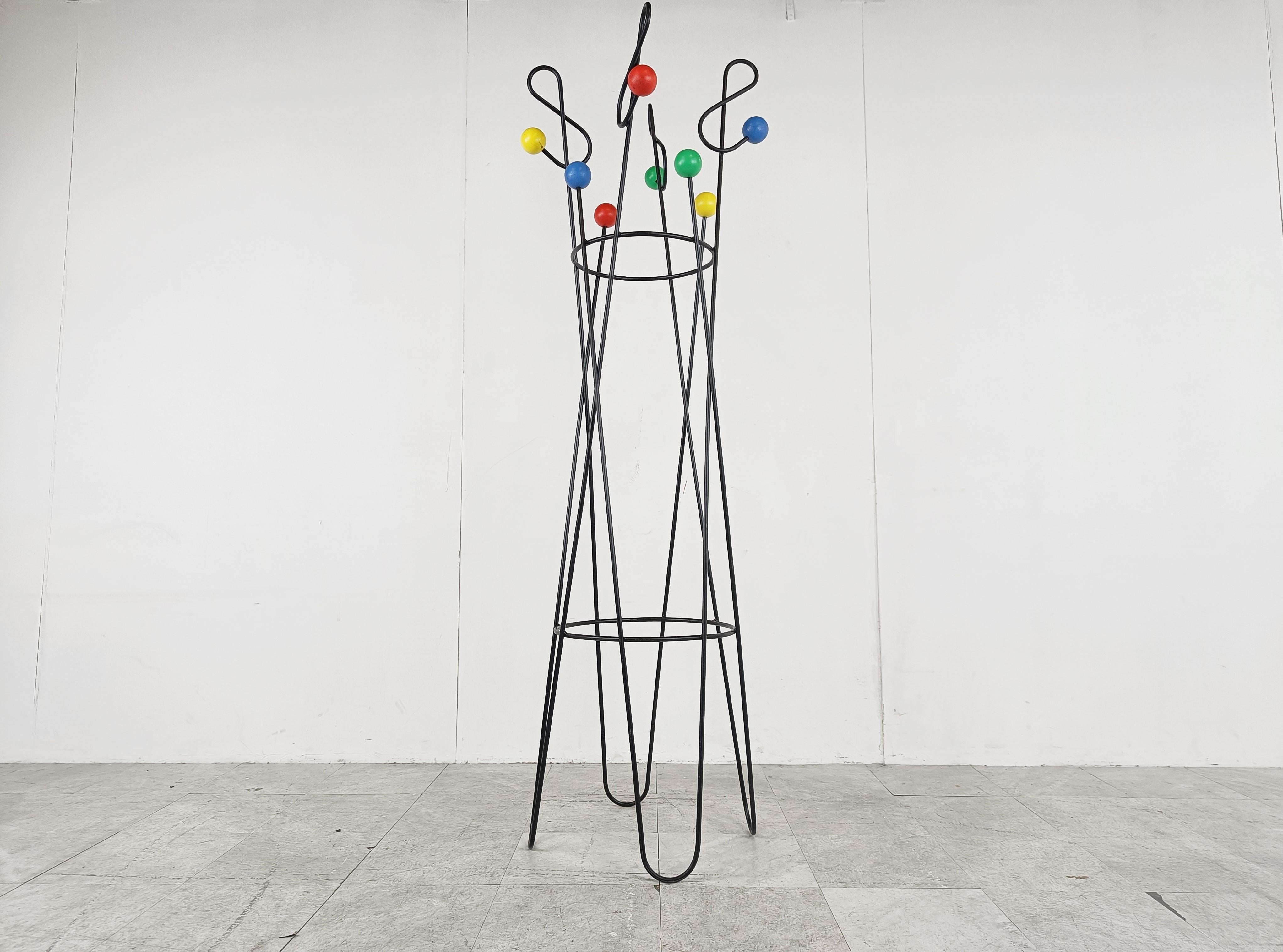 Mid-20th Century Midcentury Coloured Atomic Coat Stand by Roger Feraud, 1950s