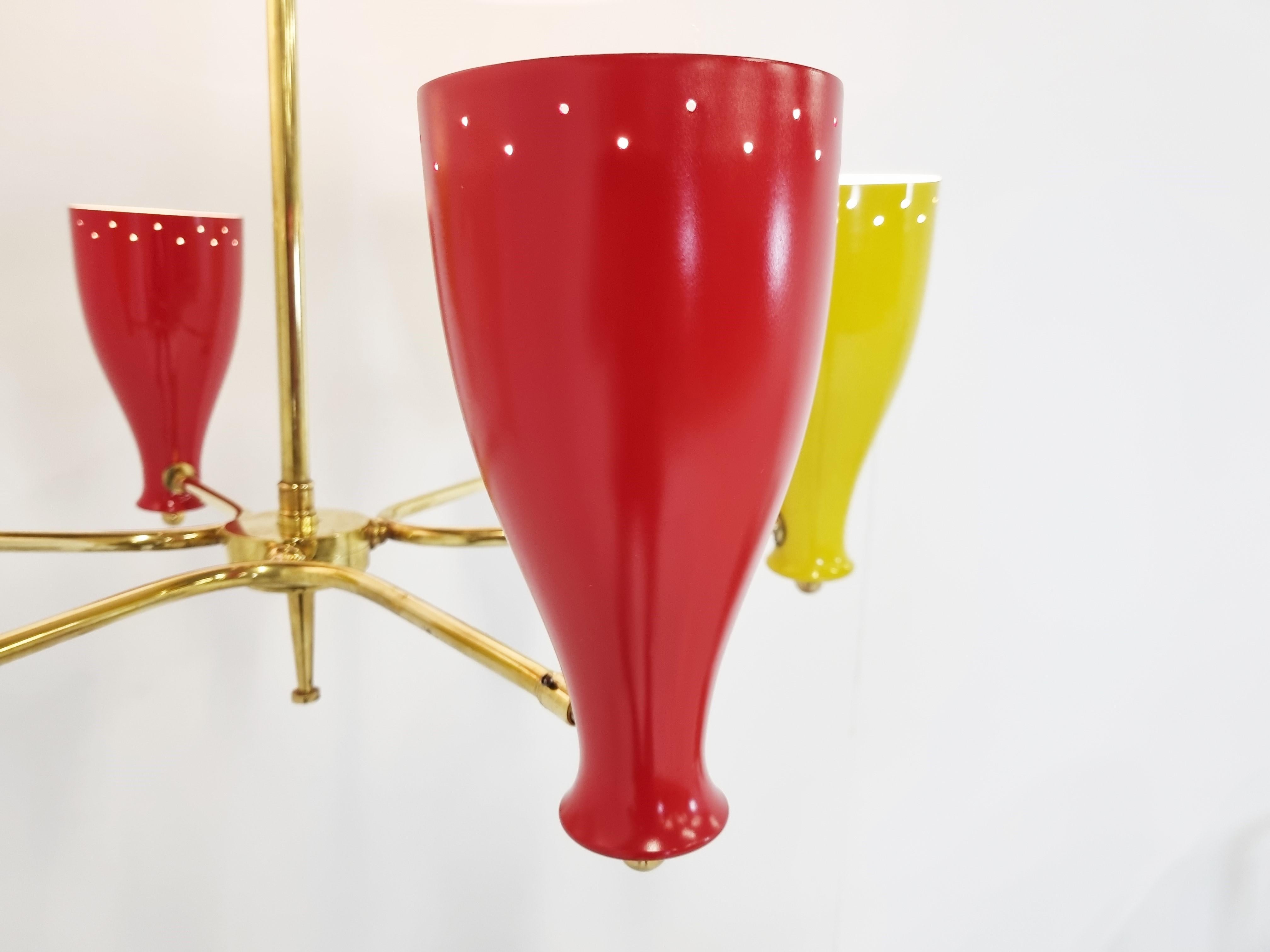 Mid-Century Coloured Chandelier, 1950s For Sale 2