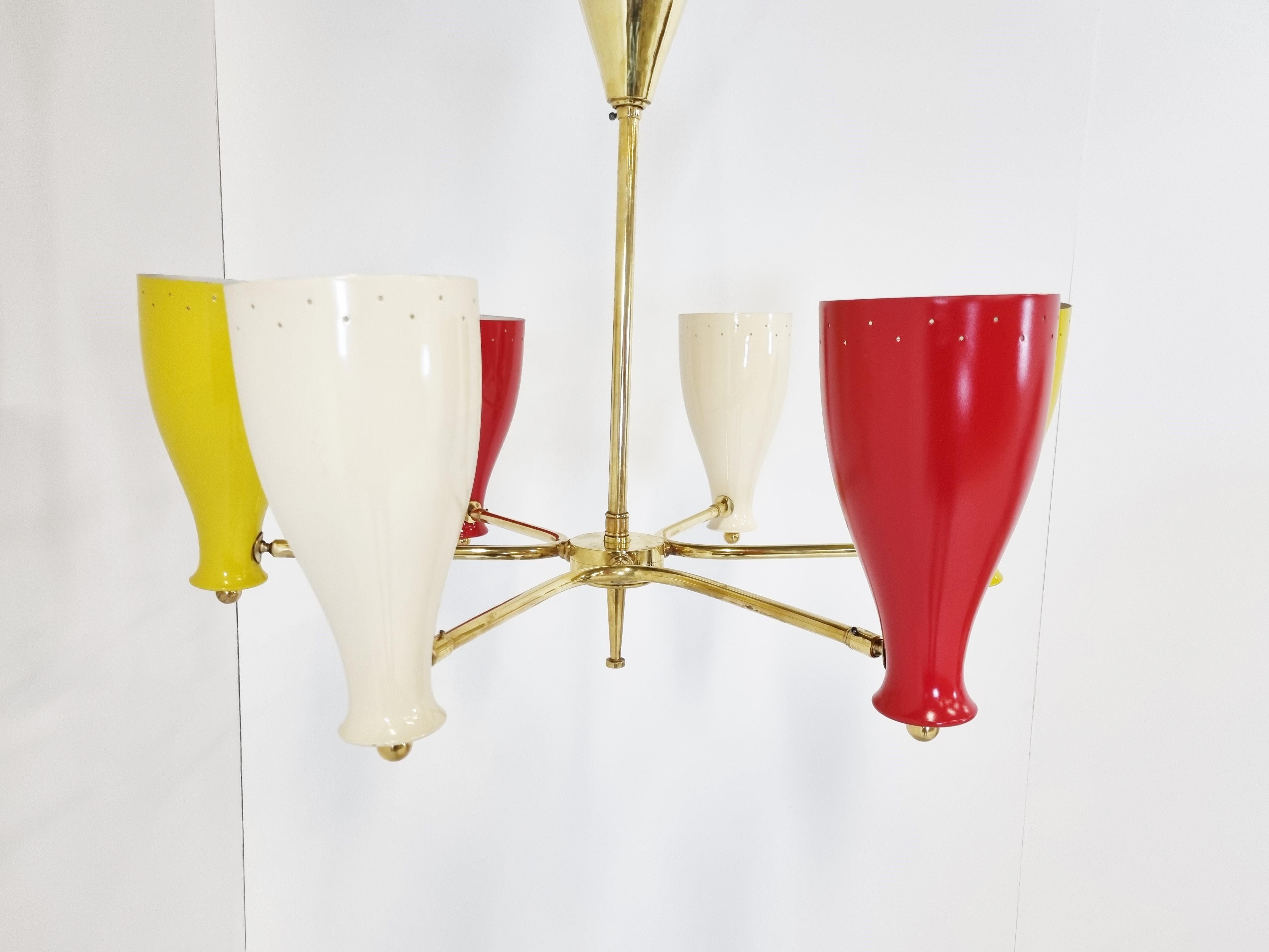 Mid-Century Coloured Chandelier, 1950s For Sale 3