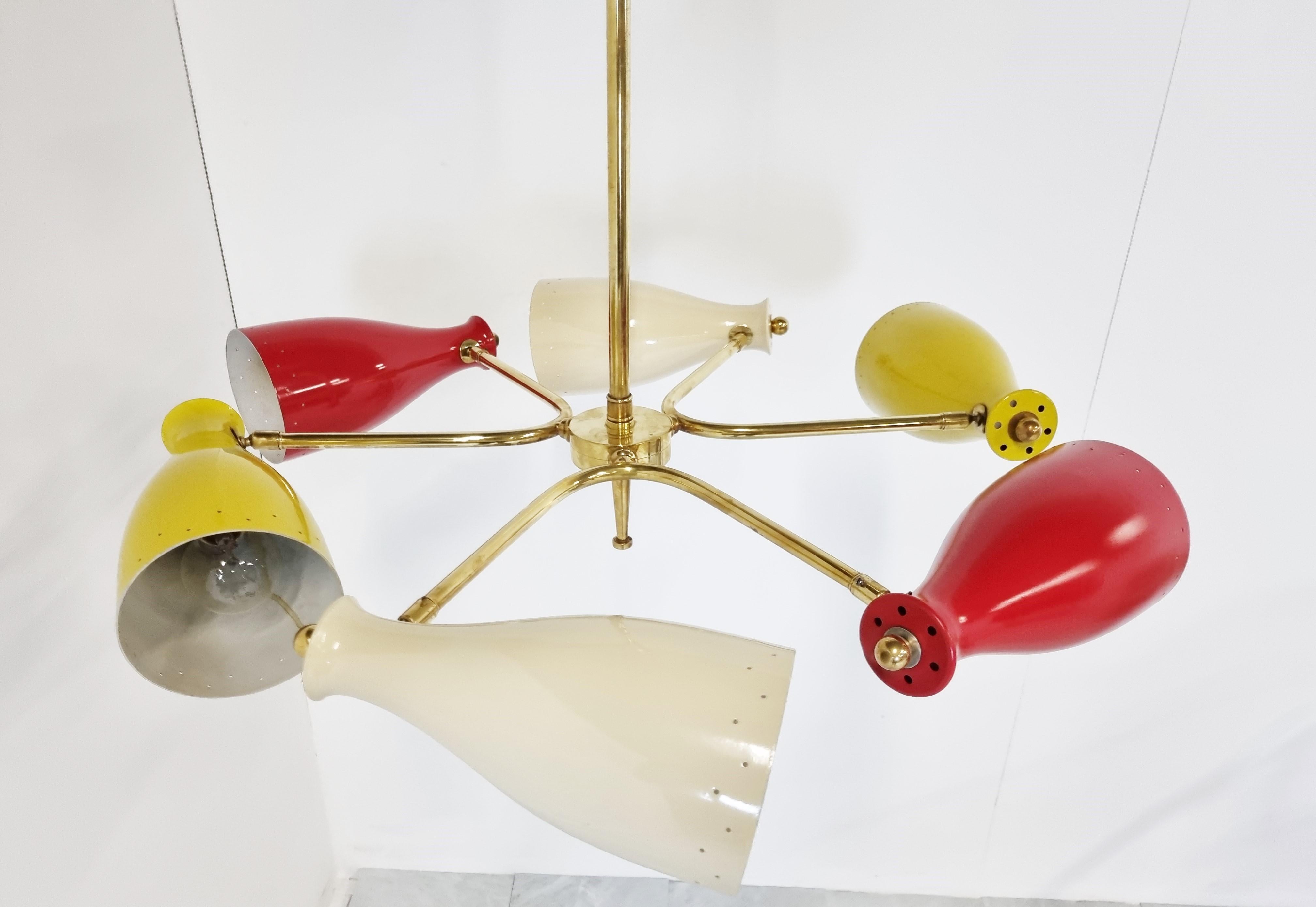 Mid-Century Coloured Chandelier, 1950s For Sale 4