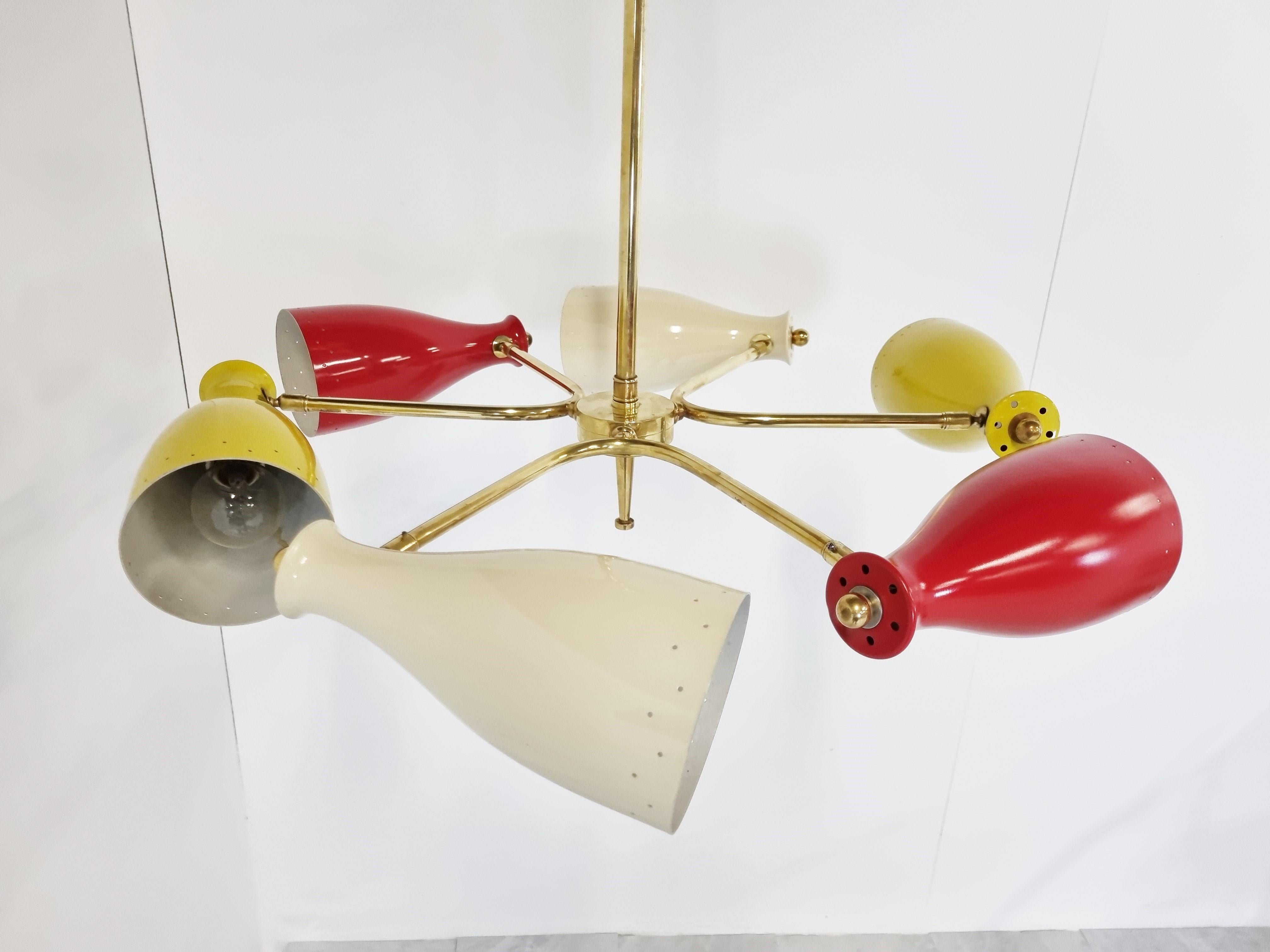 Mid-Century Coloured Chandelier, 1950s For Sale 5