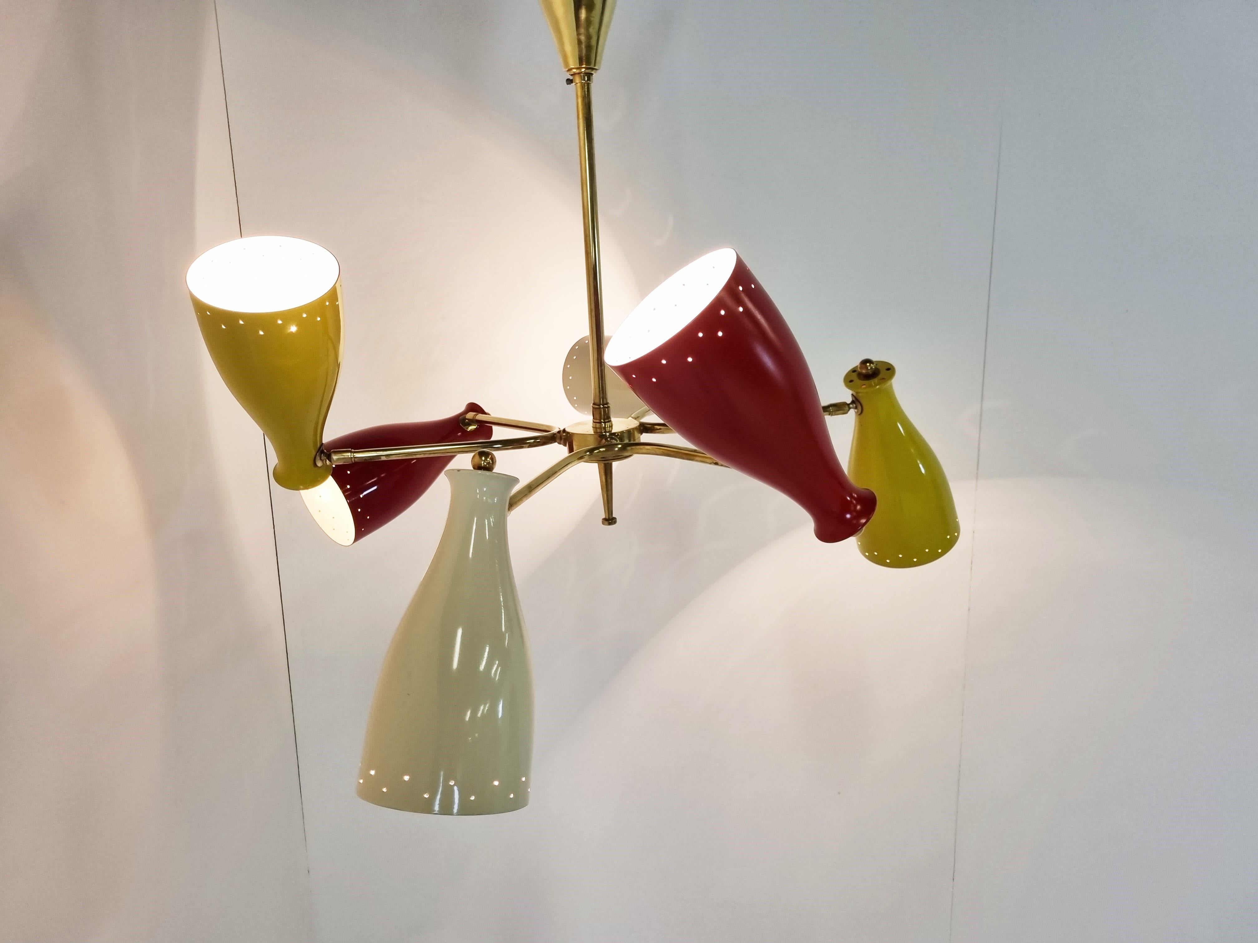 Mid-Century Modern Mid-Century Coloured Chandelier, 1950s For Sale