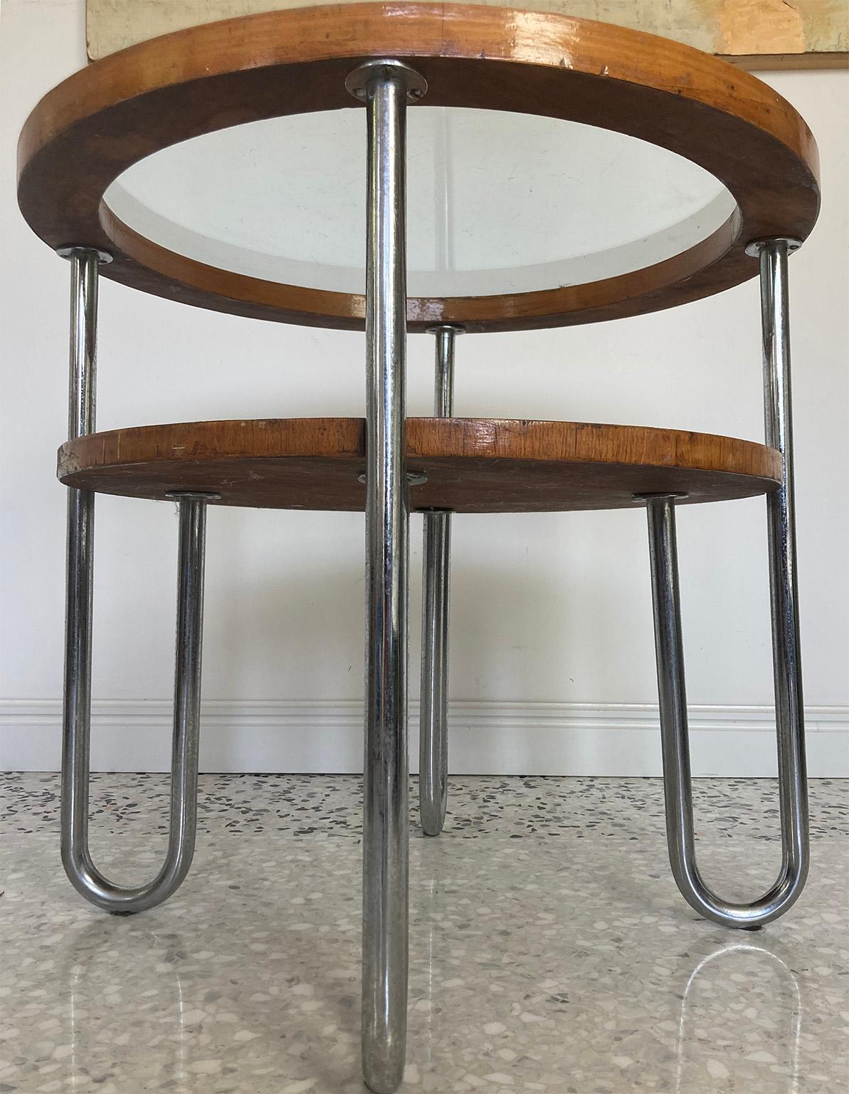 Mid Century Columbus Mobili Razionali Round Table with Glass Top, Milano, 1950s 1