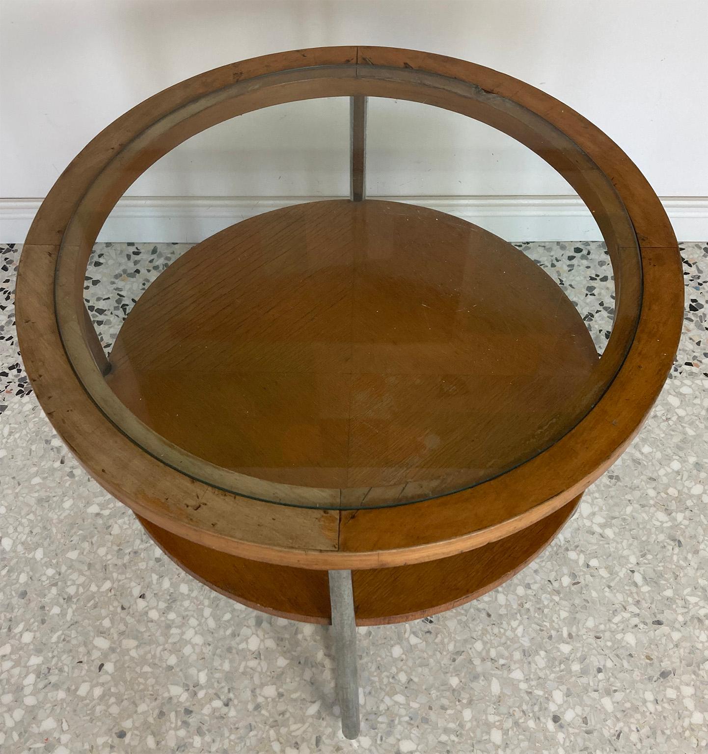 Mid Century Columbus Mobili Razionali Round Table with Glass Top, Milano, 1950s 2
