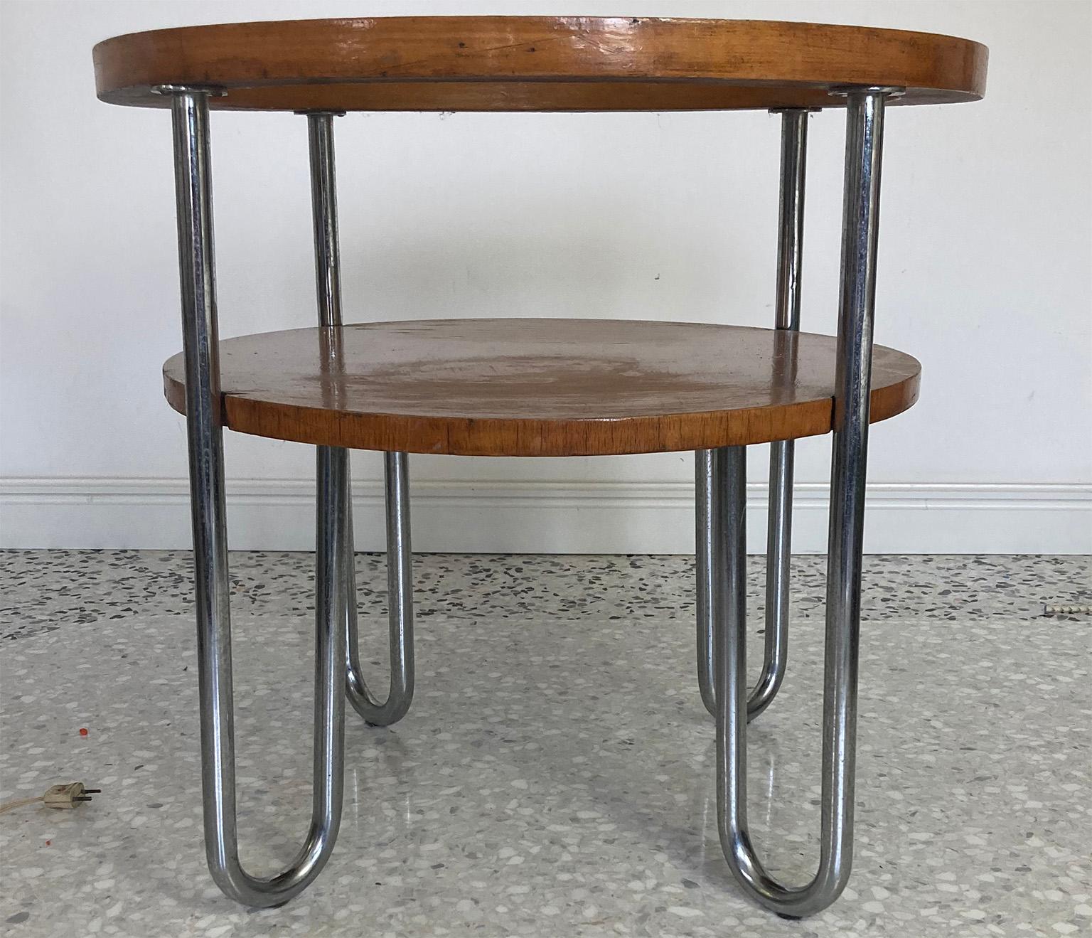 Mid Century Columbus Mobili Razionali Round Table with Glass Top, Milano, 1950s 3