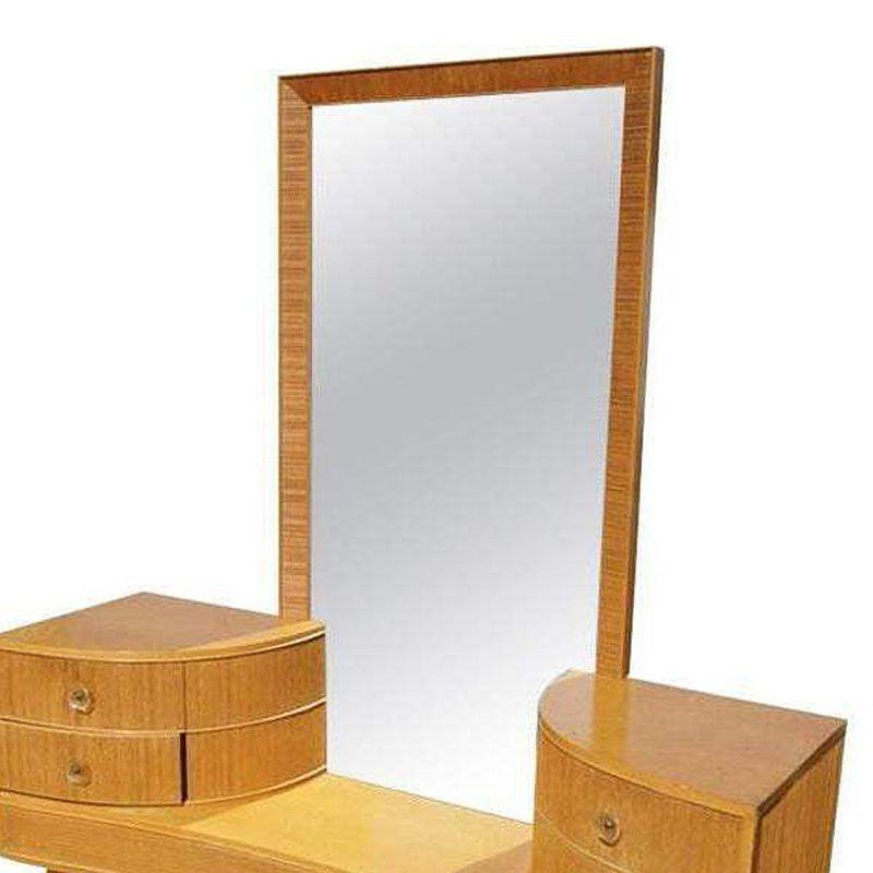 Mid-century Combed Wood Vanity with Stool by Paul Frankl for Brown Saltman In Excellent Condition In Van Nuys, CA
