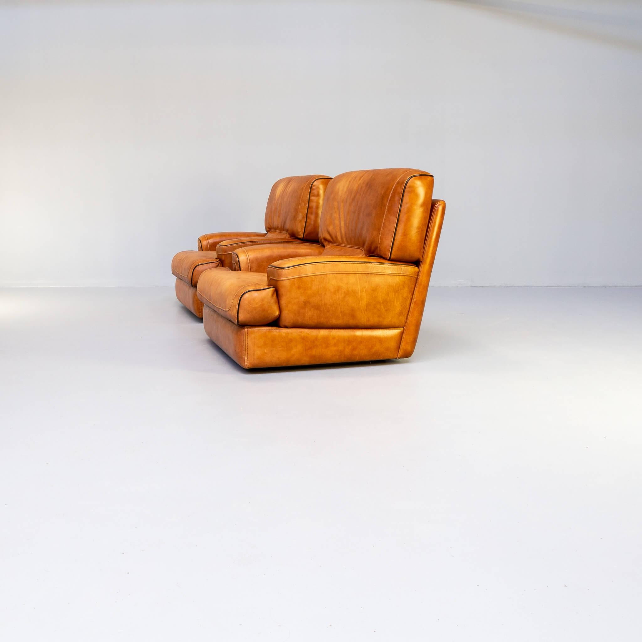 French Mid-Century Comfort Lounge Fauteuil Attr Roche Bobois Set/2